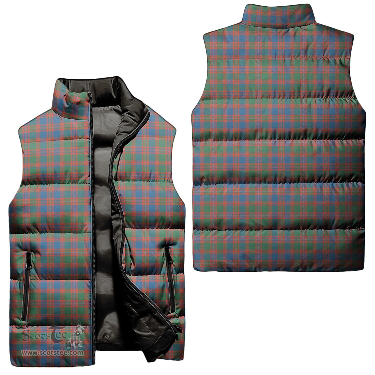Scottish MacIntyre Ancient Tartan Tartan Puffer Vest, Tartan Plaid Sleeveless Down Jacket Scottish Plaid Tartan Plaid - ScotsTee - scotstee.com