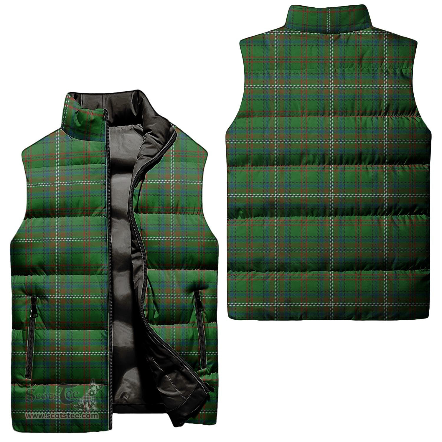 Scottish McClure Hunting Tartan Tartan Puffer Vest, Tartan Plaid Sleeveless Down Jacket Scottish Plaid Tartan Plaid - ScotsTee - scotstee.com