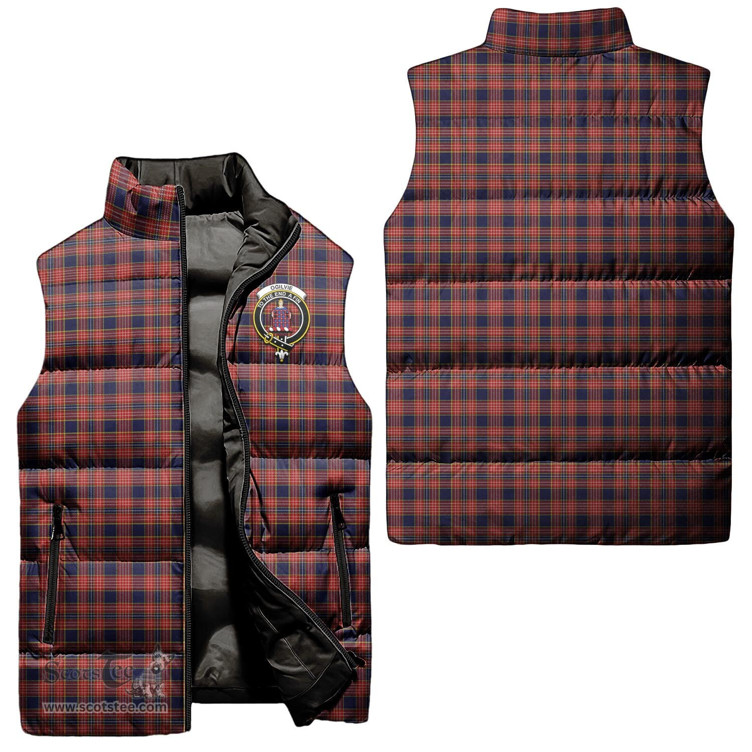 Scottish Ogilvie (Ogilvy) Clan Tartan Puffer Vest, Family Crest Plaid Sleeveless Down Jacket Scottish Plaid Tartan Plaid - ScotsTee - scotstee.com