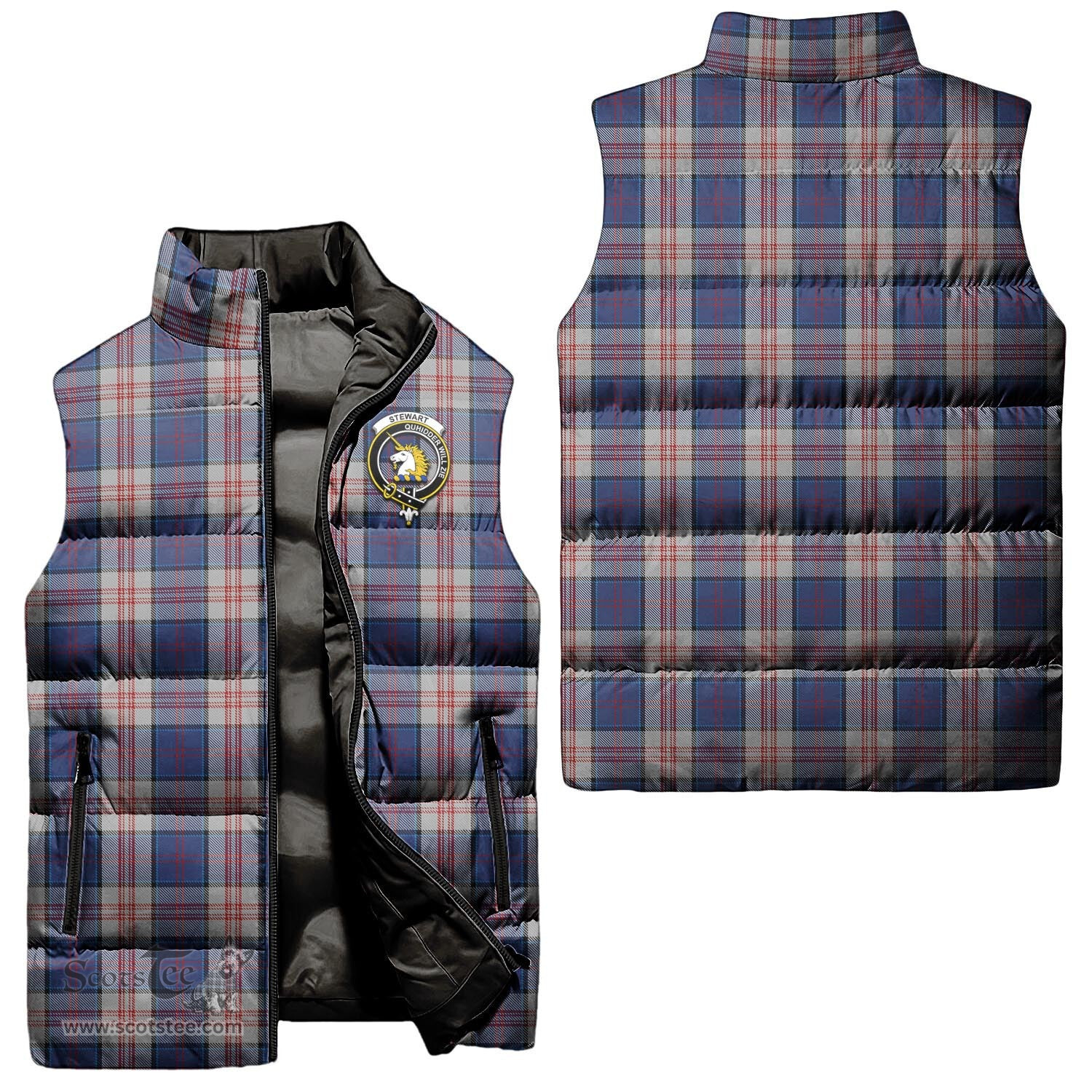 Scottish Stewart of Appin Hunting Dress Clan Tartan Puffer Vest, Family Crest Plaid Sleeveless Down Jacket Scottish Plaid Tartan Plaid - ScotsTee - scotstee.com