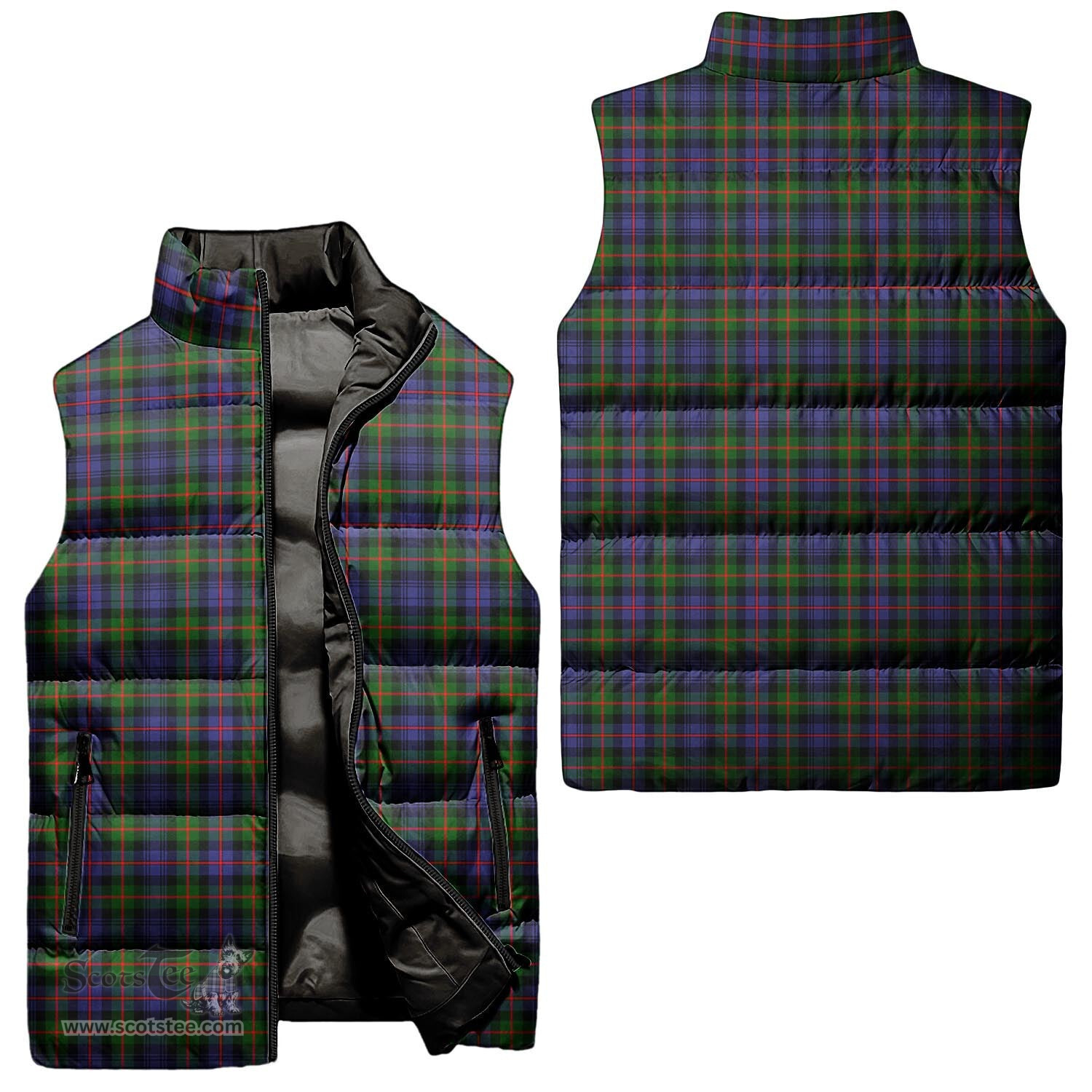 Scottish Murray of Atholl Modern Tartan Tartan Puffer Vest, Tartan Plaid Sleeveless Down Jacket Scottish Plaid Tartan Plaid - ScotsTee - scotstee.com