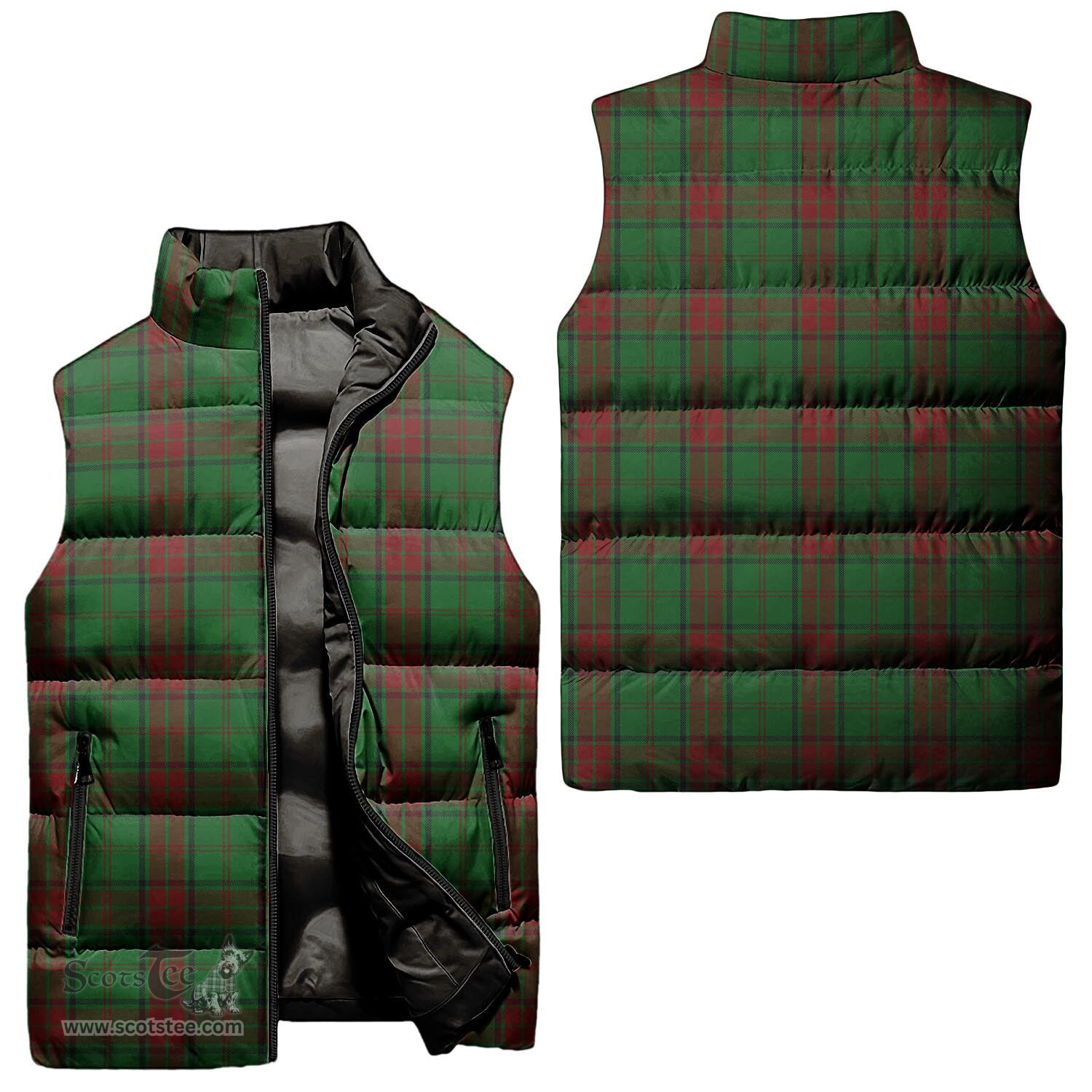 Scottish Maxwell Hunting Tartan Tartan Puffer Vest, Tartan Plaid Sleeveless Down Jacket Scottish Plaid Tartan Plaid - ScotsTee - scotstee.com