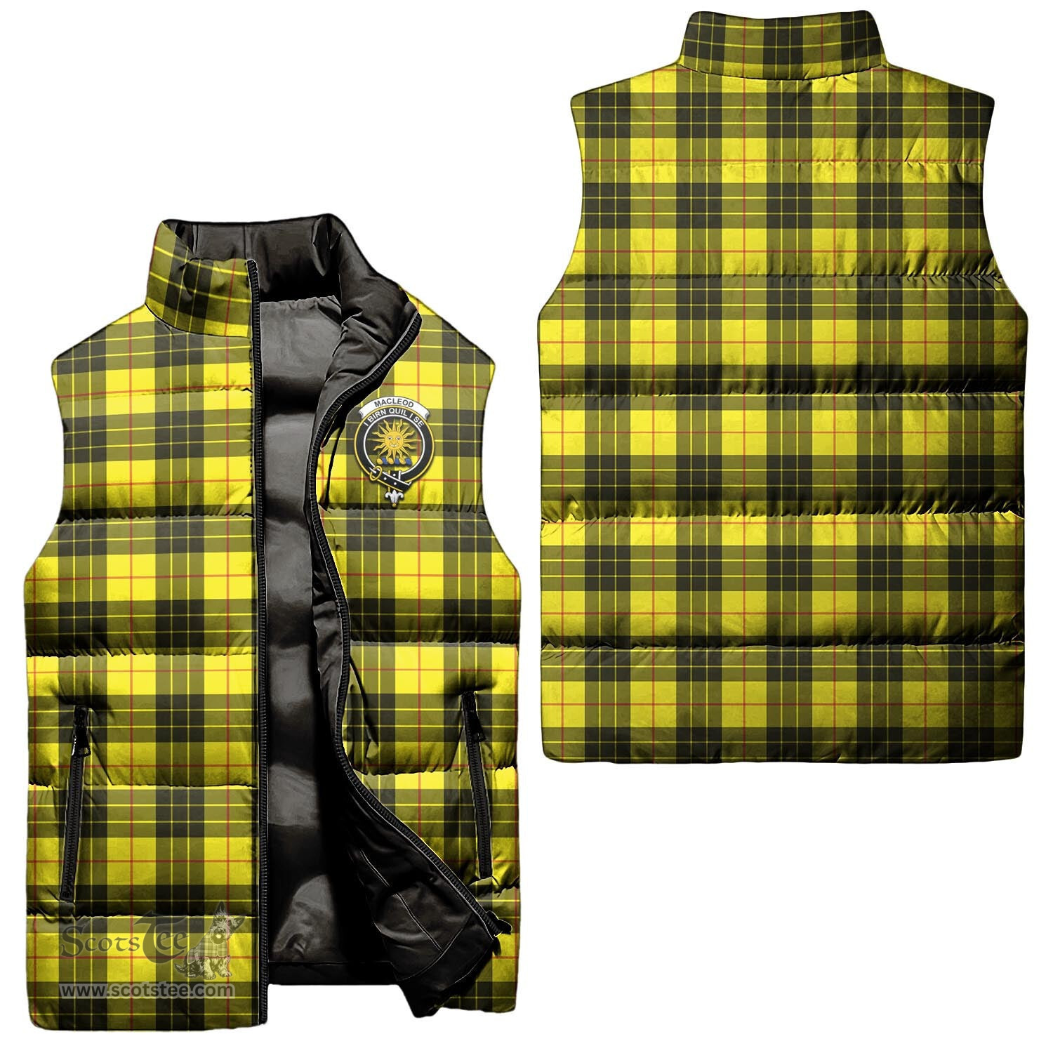 Scottish MacLeod of Lewis Modern Clan Tartan Puffer Vest, Family Crest Plaid Sleeveless Down Jacket Scottish Plaid Tartan Plaid - ScotsTee - scotstee.com