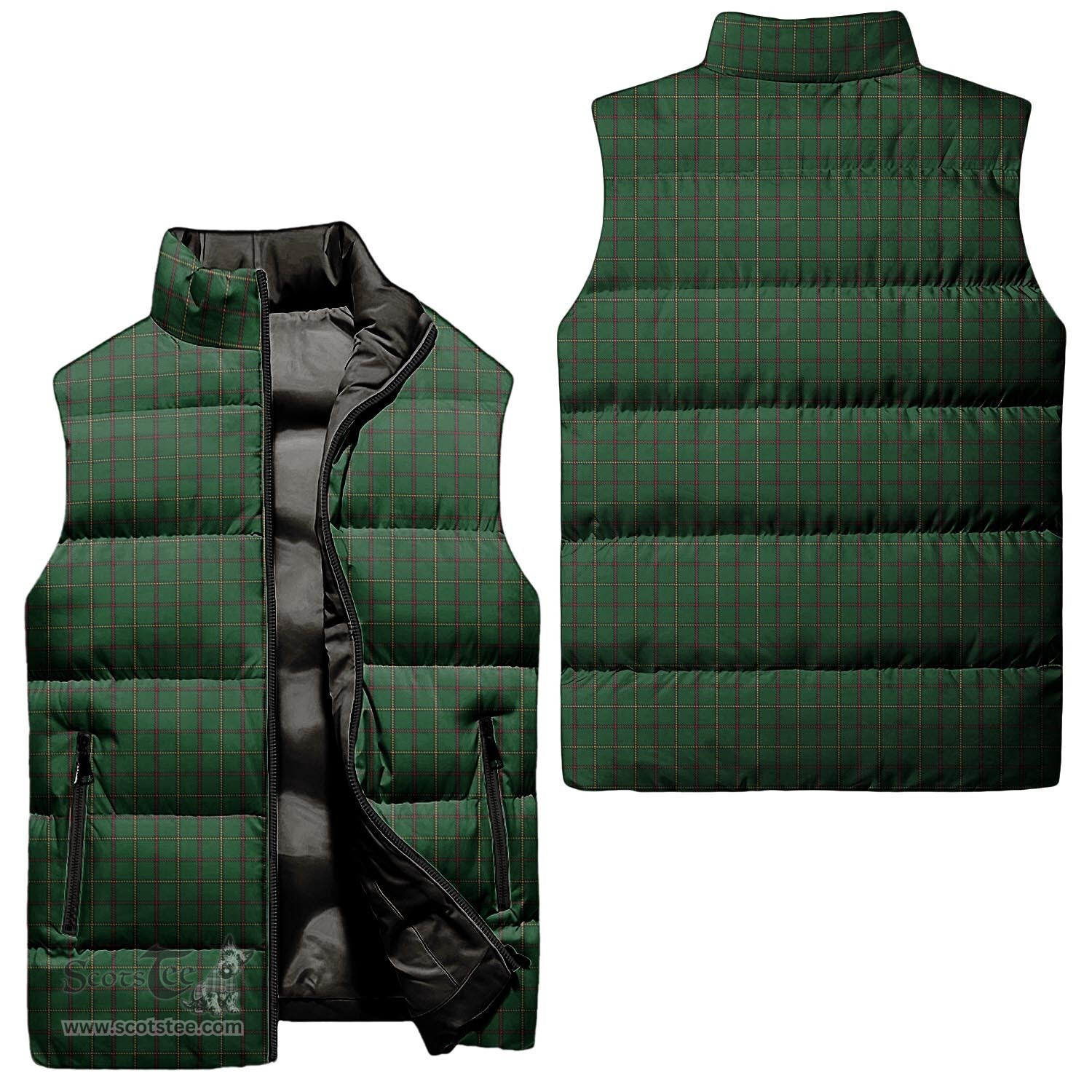 Scottish Skene or Tribe of Mar Tartan Tartan Puffer Vest, Tartan Plaid Sleeveless Down Jacket Scottish Plaid Tartan Plaid - ScotsTee - scotstee.com