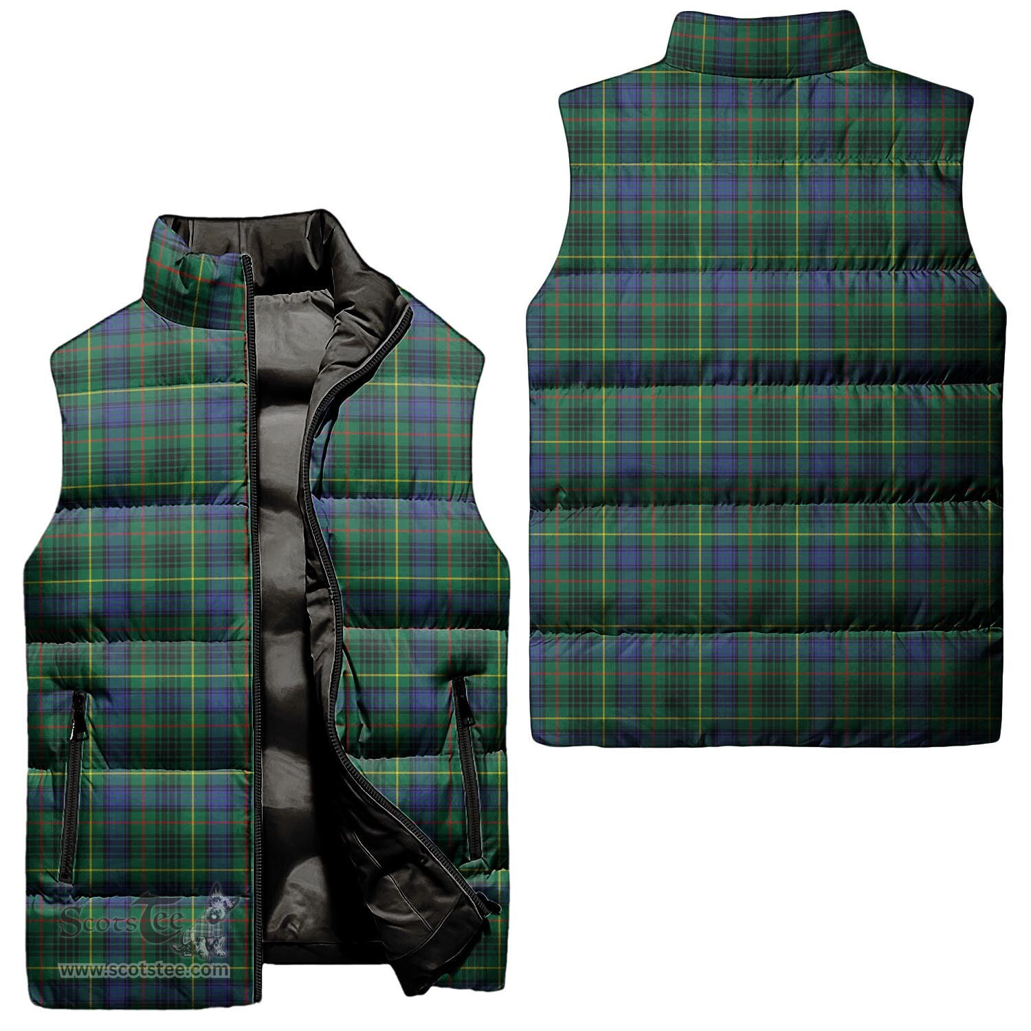 Scottish Stewart Hunting Modern Tartan Tartan Puffer Vest, Tartan Plaid Sleeveless Down Jacket Scottish Plaid Tartan Plaid - ScotsTee - scotstee.com