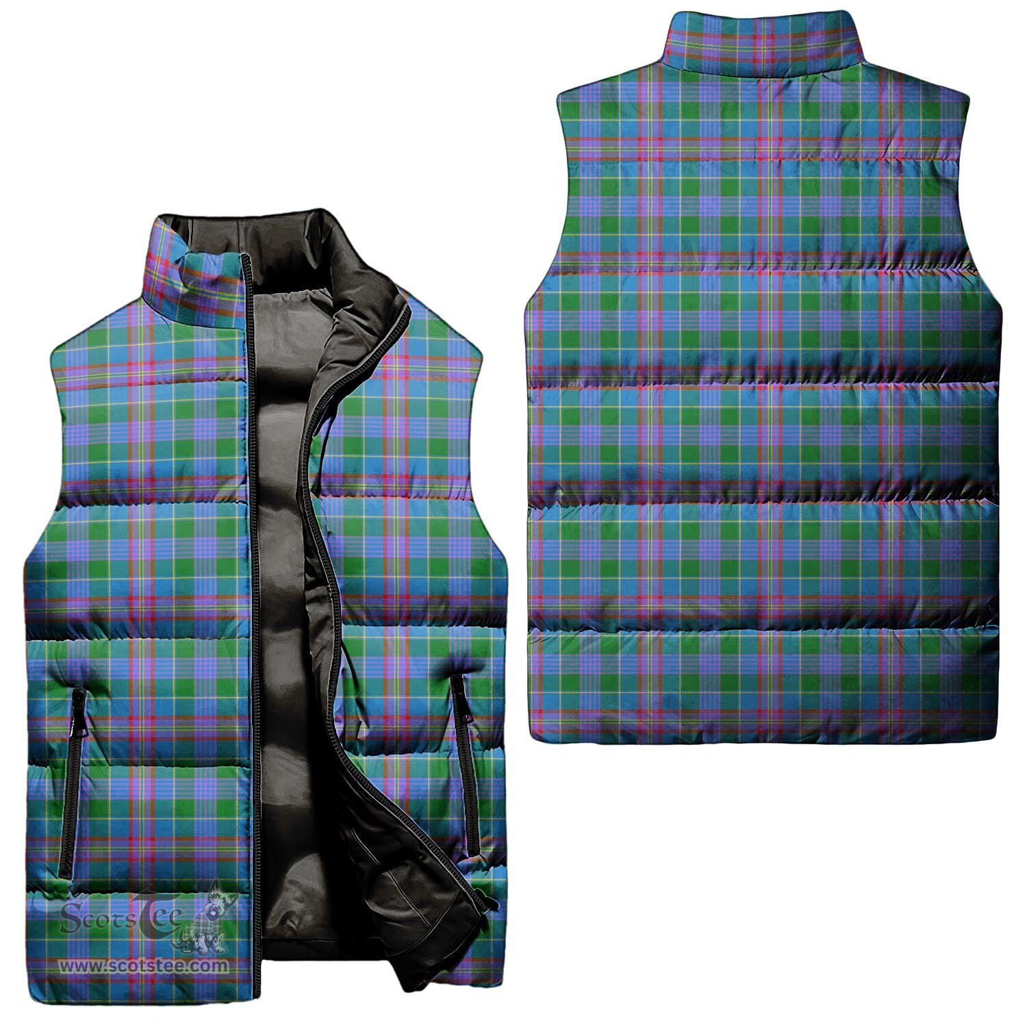 Scottish Ralston Tartan Tartan Puffer Vest, Tartan Plaid Sleeveless Down Jacket Scottish Plaid Tartan Plaid - ScotsTee - scotstee.com