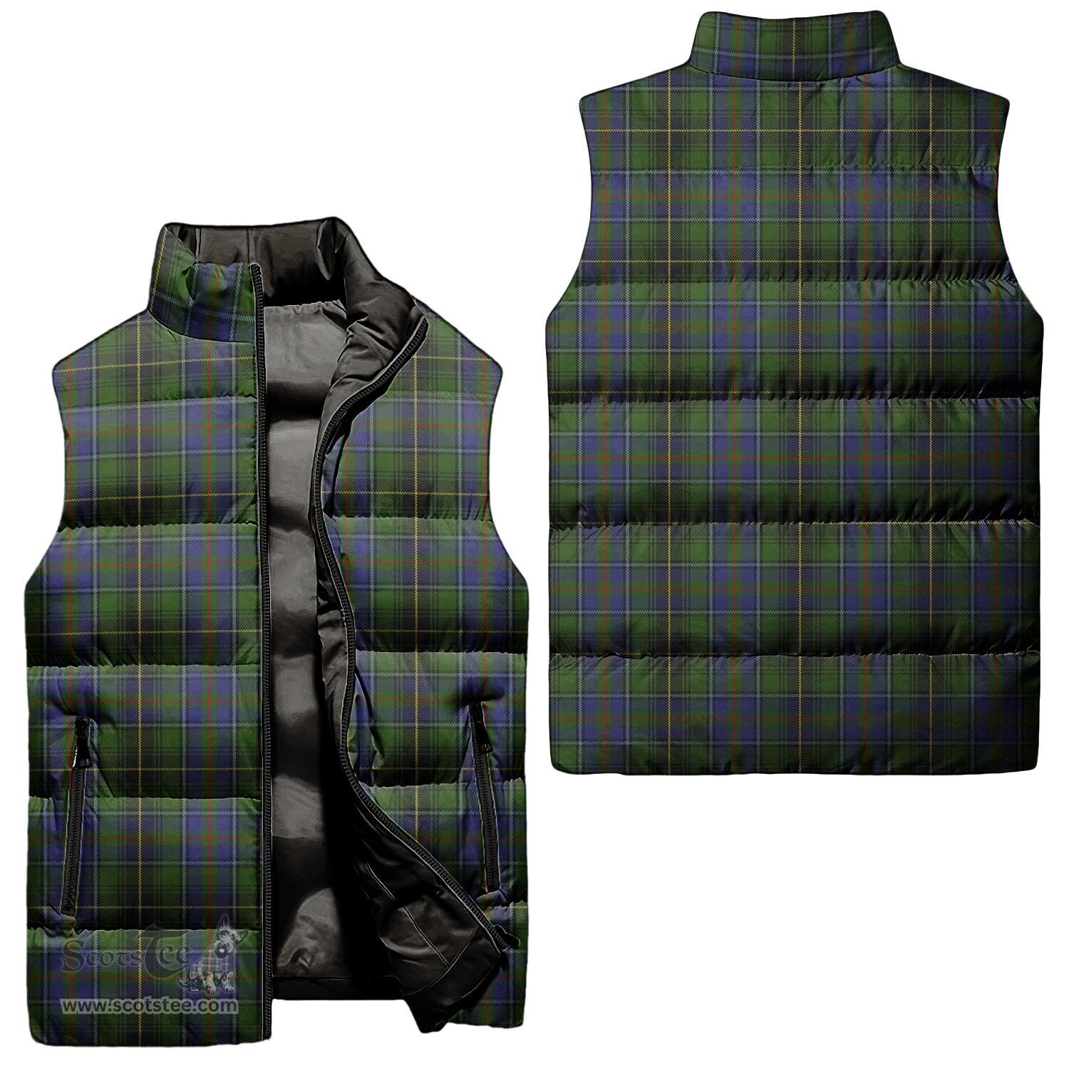 Scottish MacInnes Tartan Tartan Puffer Vest, Tartan Plaid Sleeveless Down Jacket Scottish Plaid Tartan Plaid - ScotsTee - scotstee.com