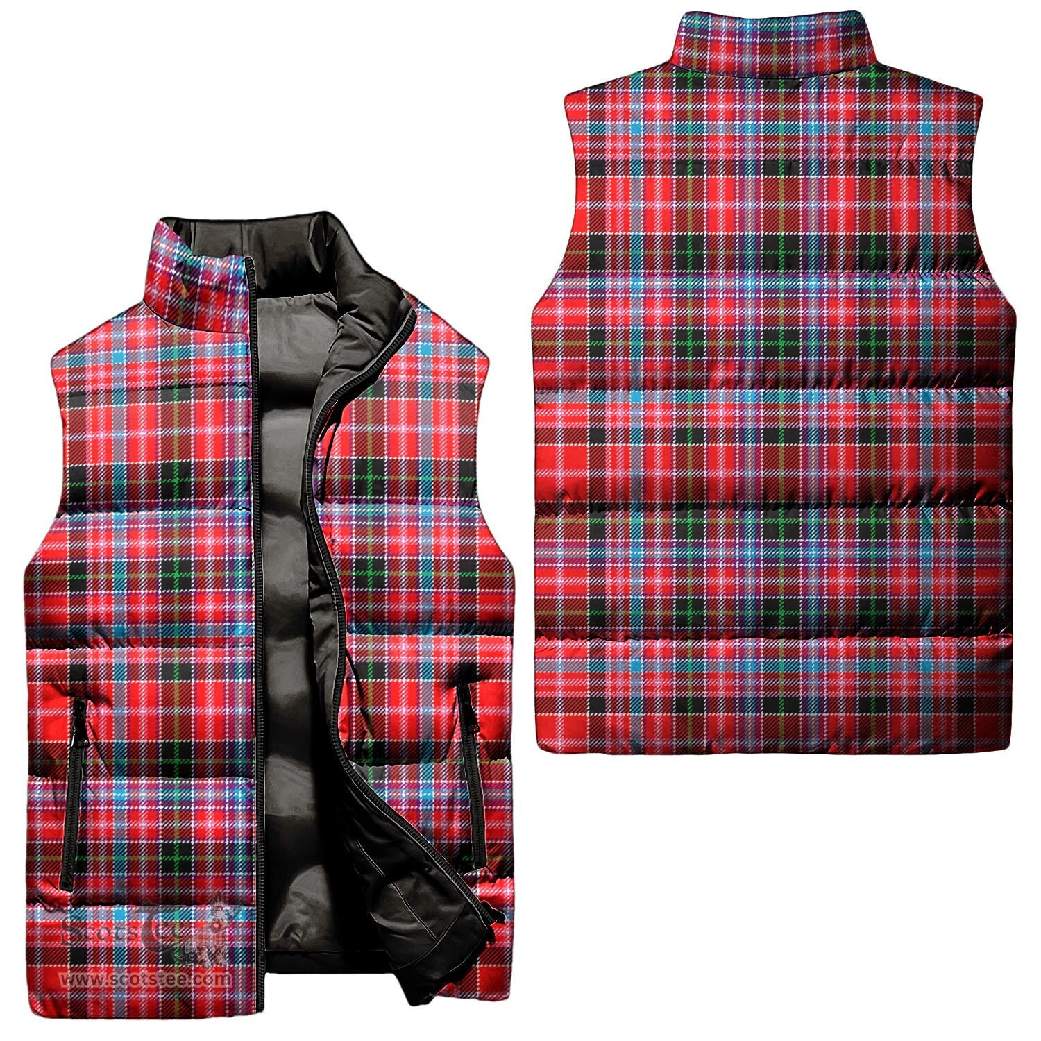 Scottish Udny Tartan Tartan Puffer Vest, Tartan Plaid Sleeveless Down Jacket Scottish Plaid Tartan Plaid - ScotsTee - scotstee.com