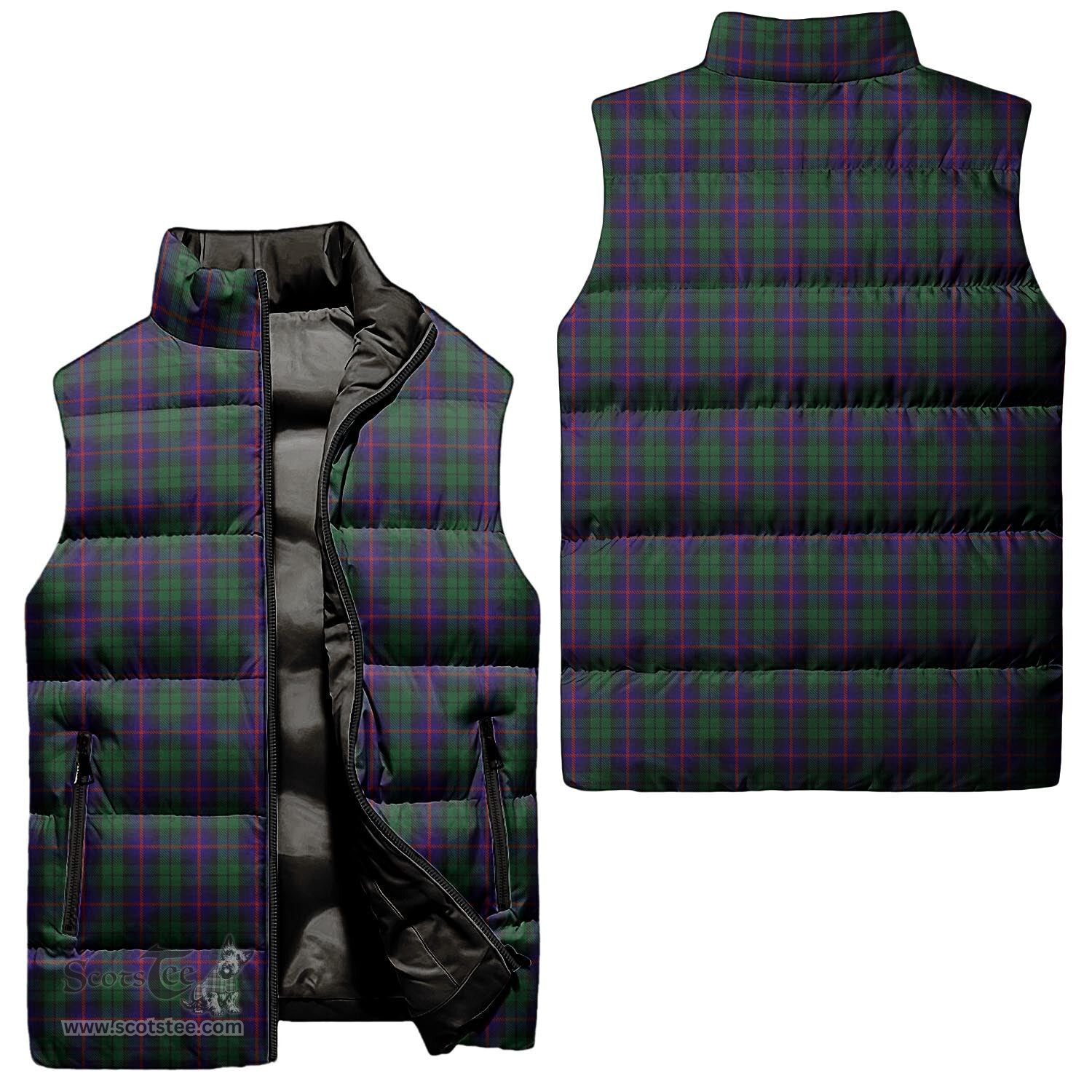 Scottish Urquhart Tartan Tartan Puffer Vest, Tartan Plaid Sleeveless Down Jacket Scottish Plaid Tartan Plaid - ScotsTee - scotstee.com