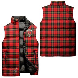 Scottish Wallace Hunting Red Clan Tartan Puffer Vest, Family Crest Plaid Sleeveless Down Jacket Scottish Plaid Tartan Plaid - ScotsTee - scotstee.com