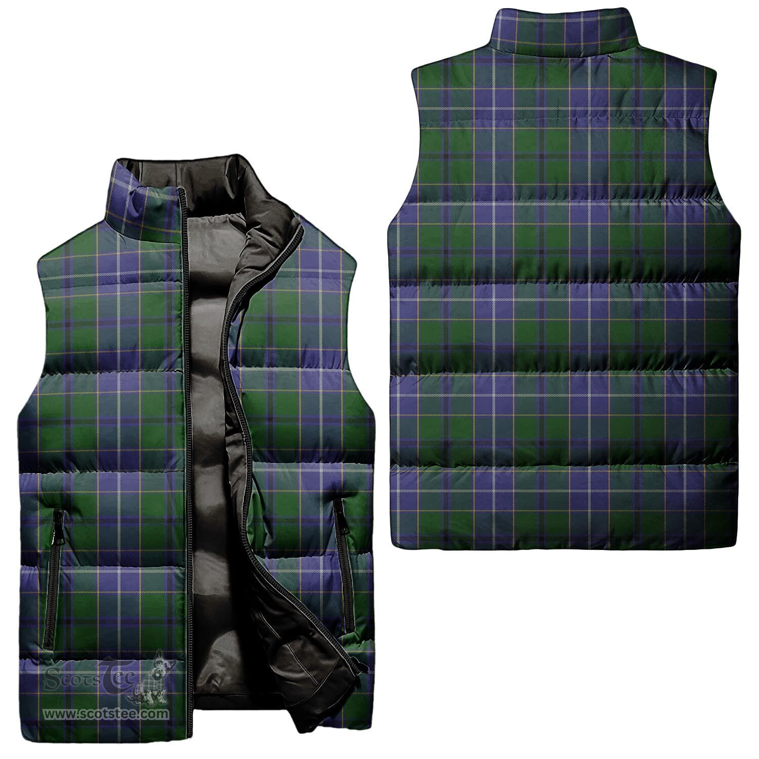 Scottish Wishart Hunting Tartan Tartan Puffer Vest, Tartan Plaid Sleeveless Down Jacket Scottish Plaid Tartan Plaid - ScotsTee - scotstee.com