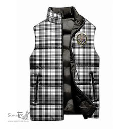 Scottish Scott Black White Clan Tartan Puffer Vest, Family Crest Plaid Sleeveless Down Jacket Scottish Plaid Tartan Plaid - ScotsTee - scotstee.com