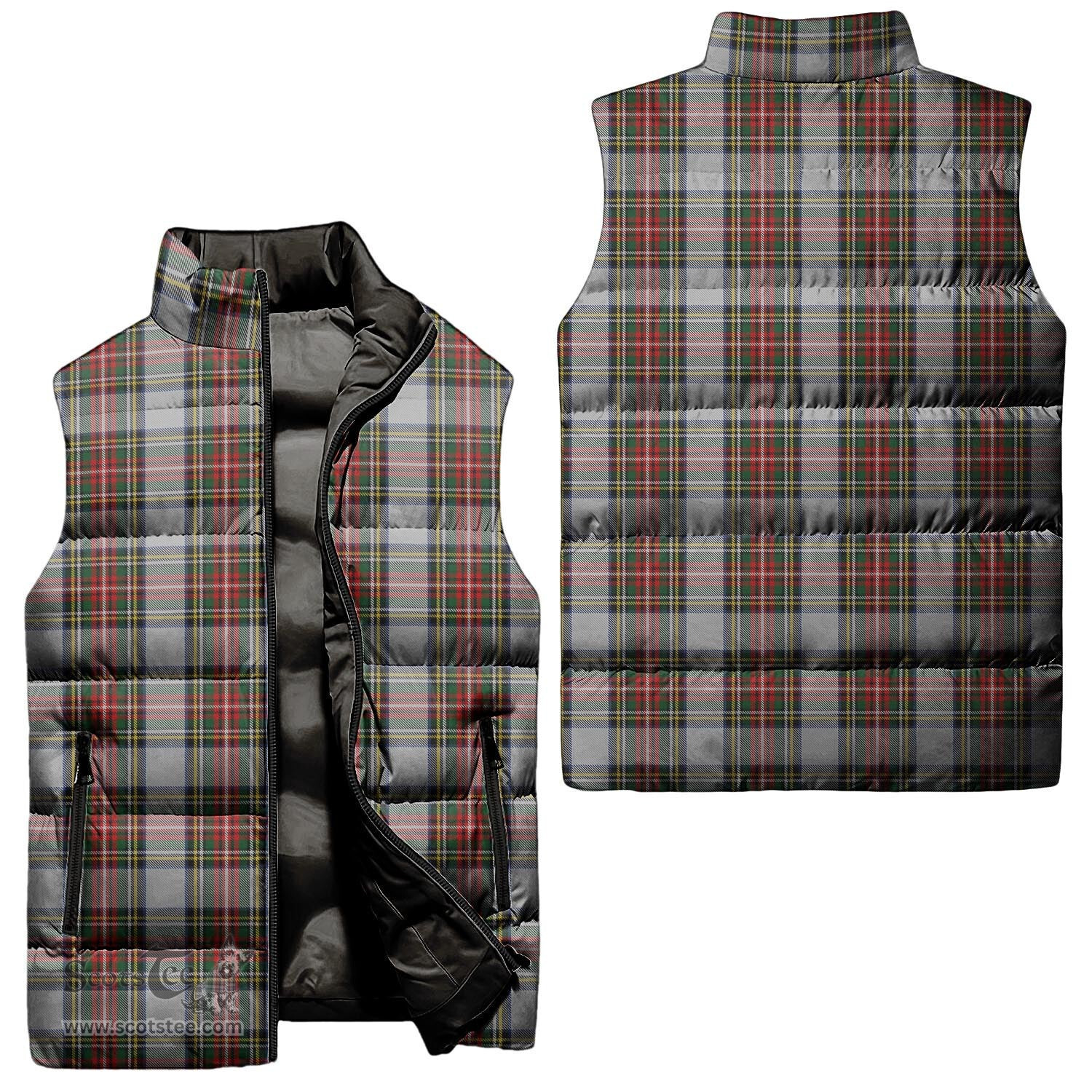 Scottish Stewart Dress Tartan Tartan Puffer Vest, Tartan Plaid Sleeveless Down Jacket Scottish Plaid Tartan Plaid - ScotsTee - scotstee.com