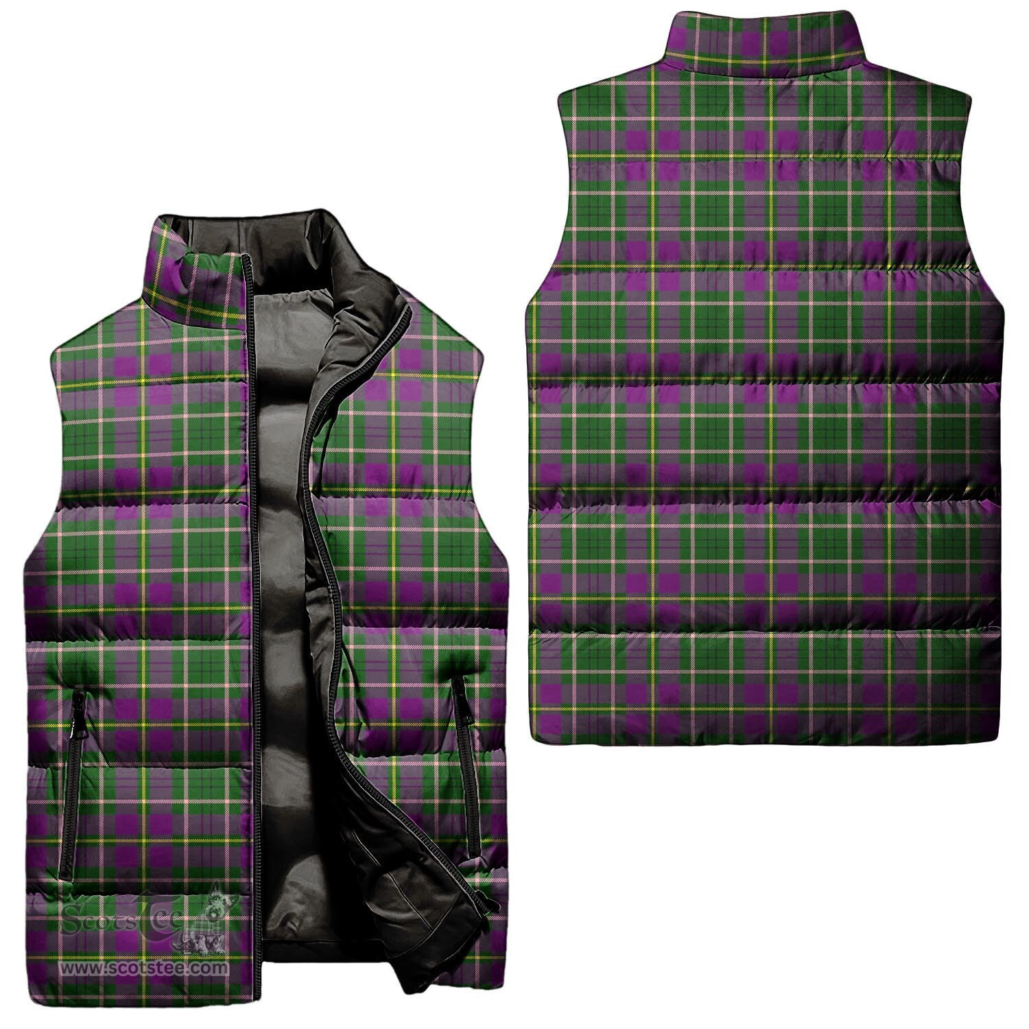 Scottish Taylor Tartan Tartan Puffer Vest, Tartan Plaid Sleeveless Down Jacket Scottish Plaid Tartan Plaid - ScotsTee - scotstee.com