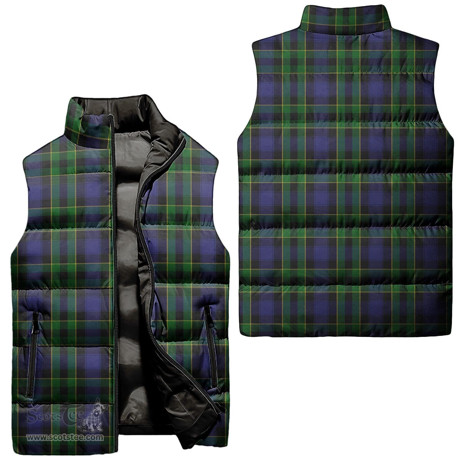 Scottish Mowat Tartan Tartan Puffer Vest, Tartan Plaid Sleeveless Down Jacket Scottish Plaid Tartan Plaid - ScotsTee - scotstee.com