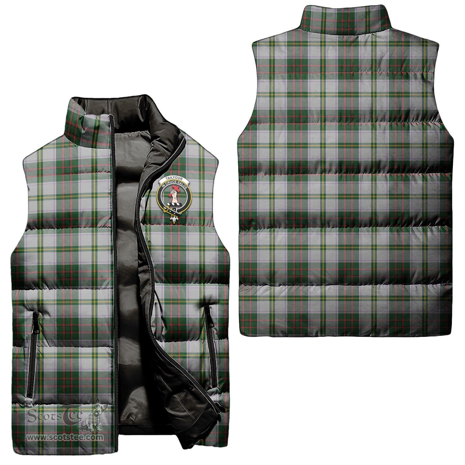 Scottish Taylor Dress Clan Tartan Puffer Vest, Family Crest Plaid Sleeveless Down Jacket Scottish Plaid Tartan Plaid - ScotsTee - scotstee.com