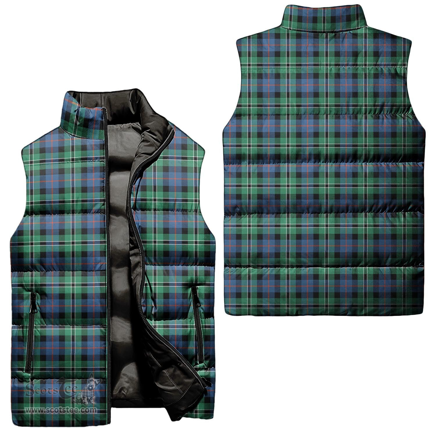 Scottish Rose Hunting Ancient Tartan Tartan Puffer Vest, Tartan Plaid Sleeveless Down Jacket Scottish Plaid Tartan Plaid - ScotsTee - scotstee.com