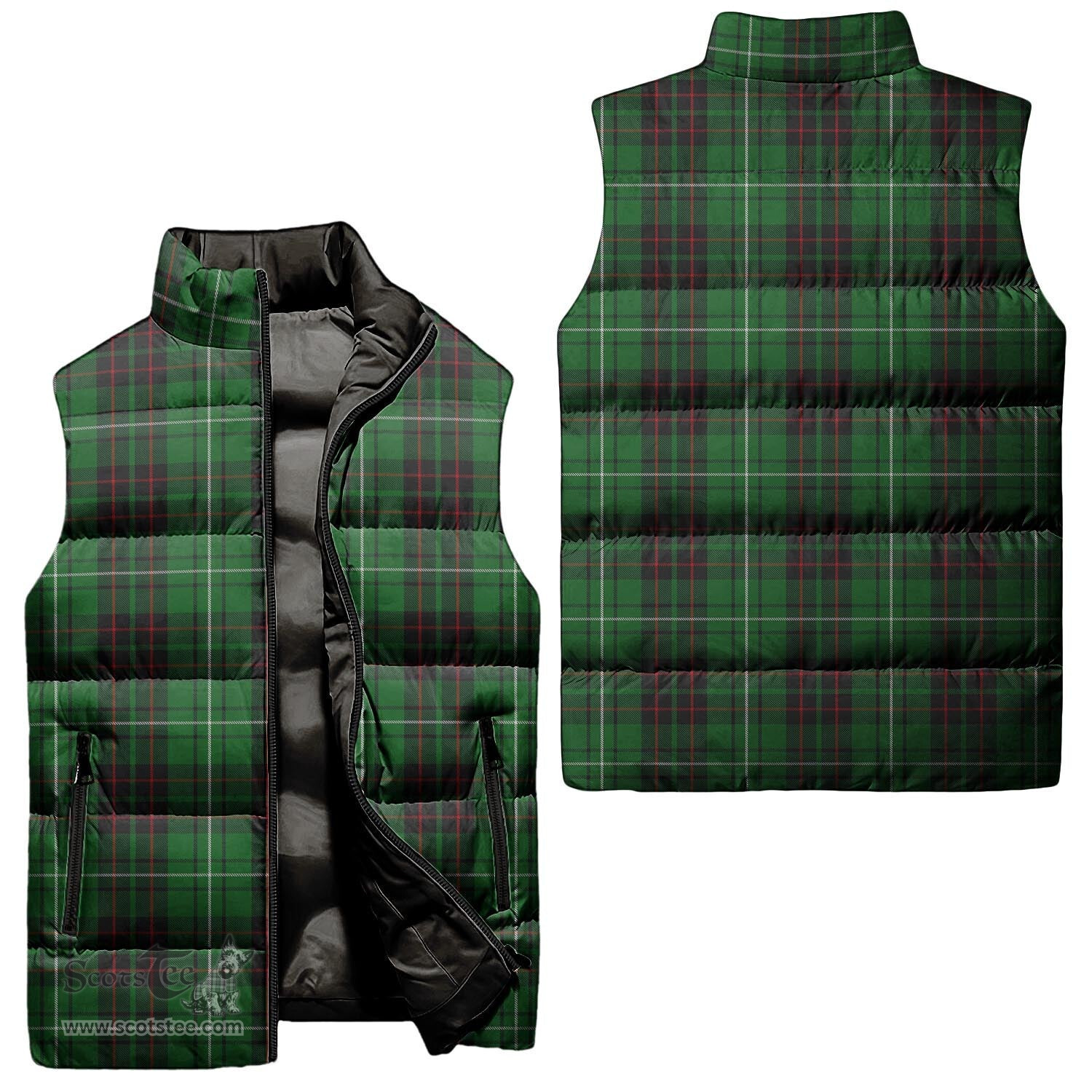 Scottish MacAulay of Lewis Tartan Tartan Puffer Vest, Tartan Plaid Sleeveless Down Jacket Scottish Plaid Tartan Plaid - ScotsTee - scotstee.com