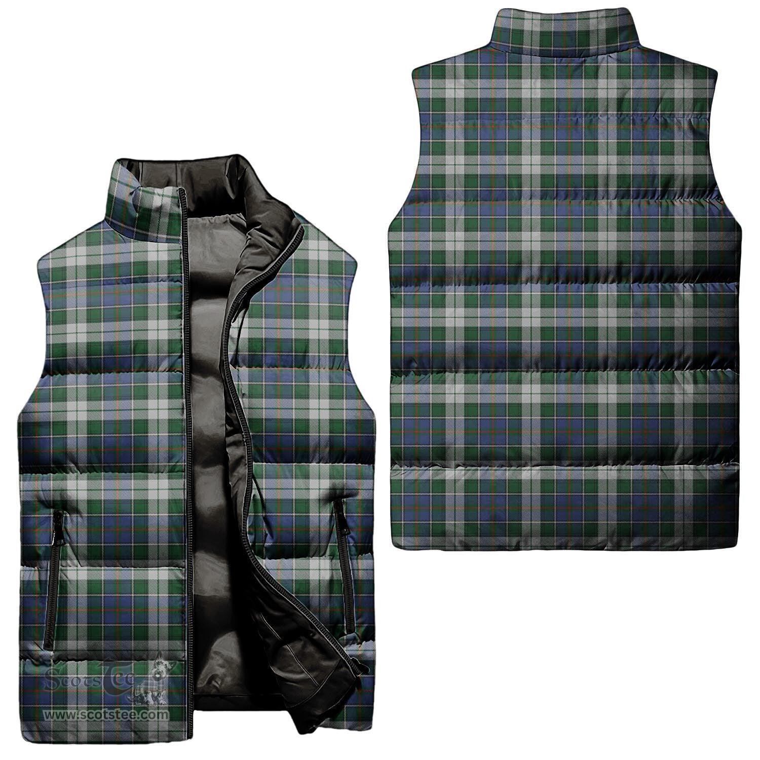 Scottish MacInnes Dress Tartan Tartan Puffer Vest, Tartan Plaid Sleeveless Down Jacket Scottish Plaid Tartan Plaid - ScotsTee - scotstee.com