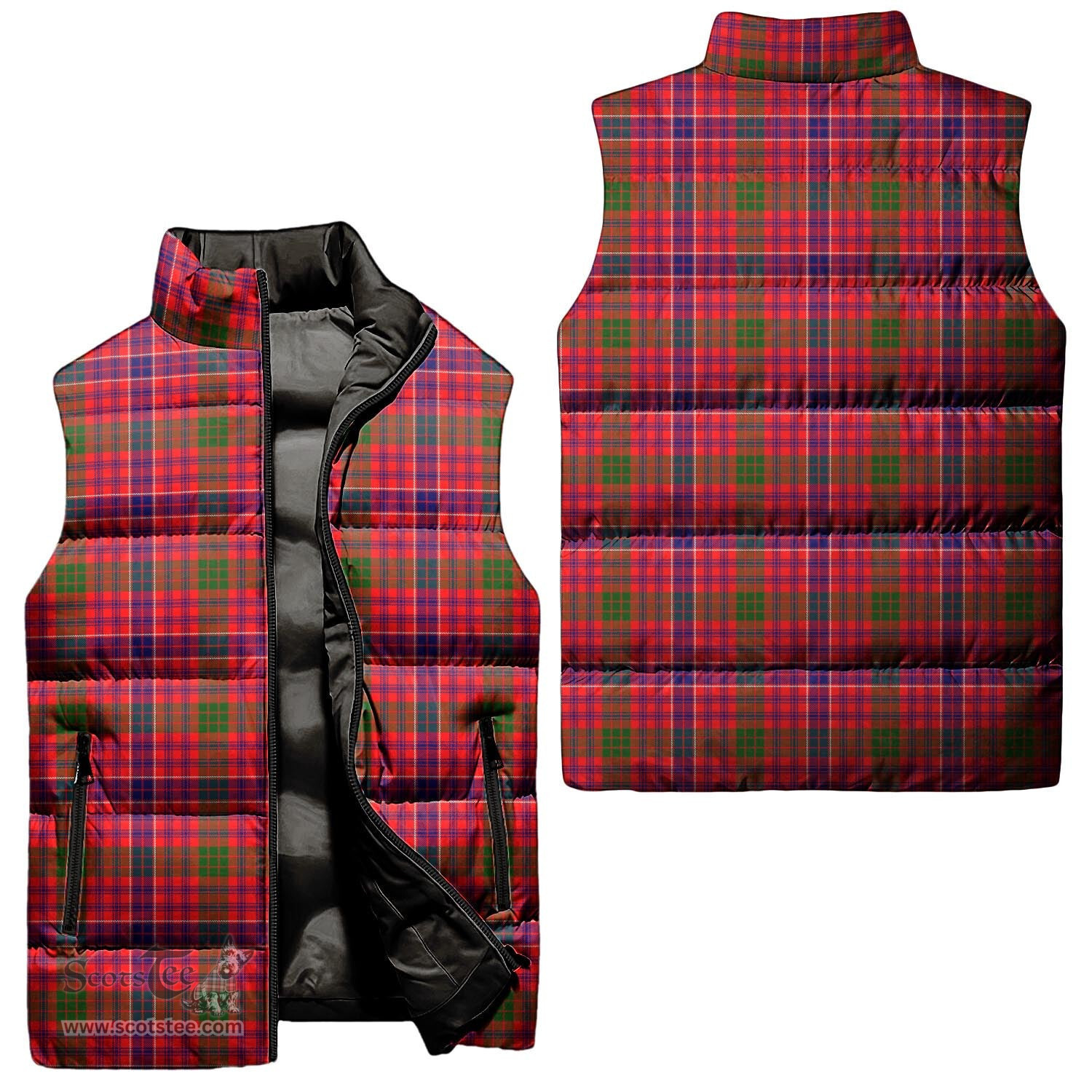 Scottish MacRae Modern Tartan Tartan Puffer Vest, Tartan Plaid Sleeveless Down Jacket Scottish Plaid Tartan Plaid - ScotsTee - scotstee.com
