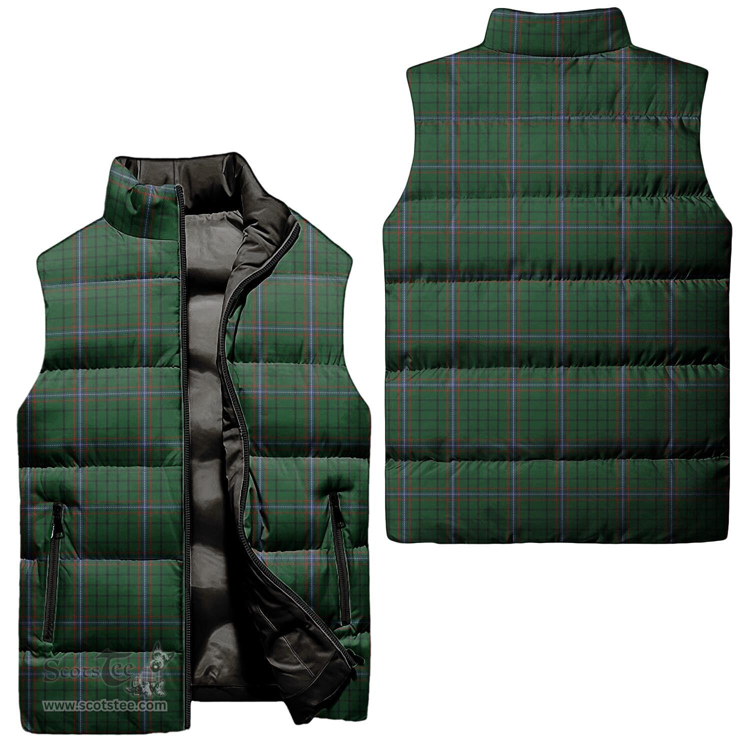 Scottish MacRae Tartan Tartan Puffer Vest, Tartan Plaid Sleeveless Down Jacket Scottish Plaid Tartan Plaid - ScotsTee - scotstee.com