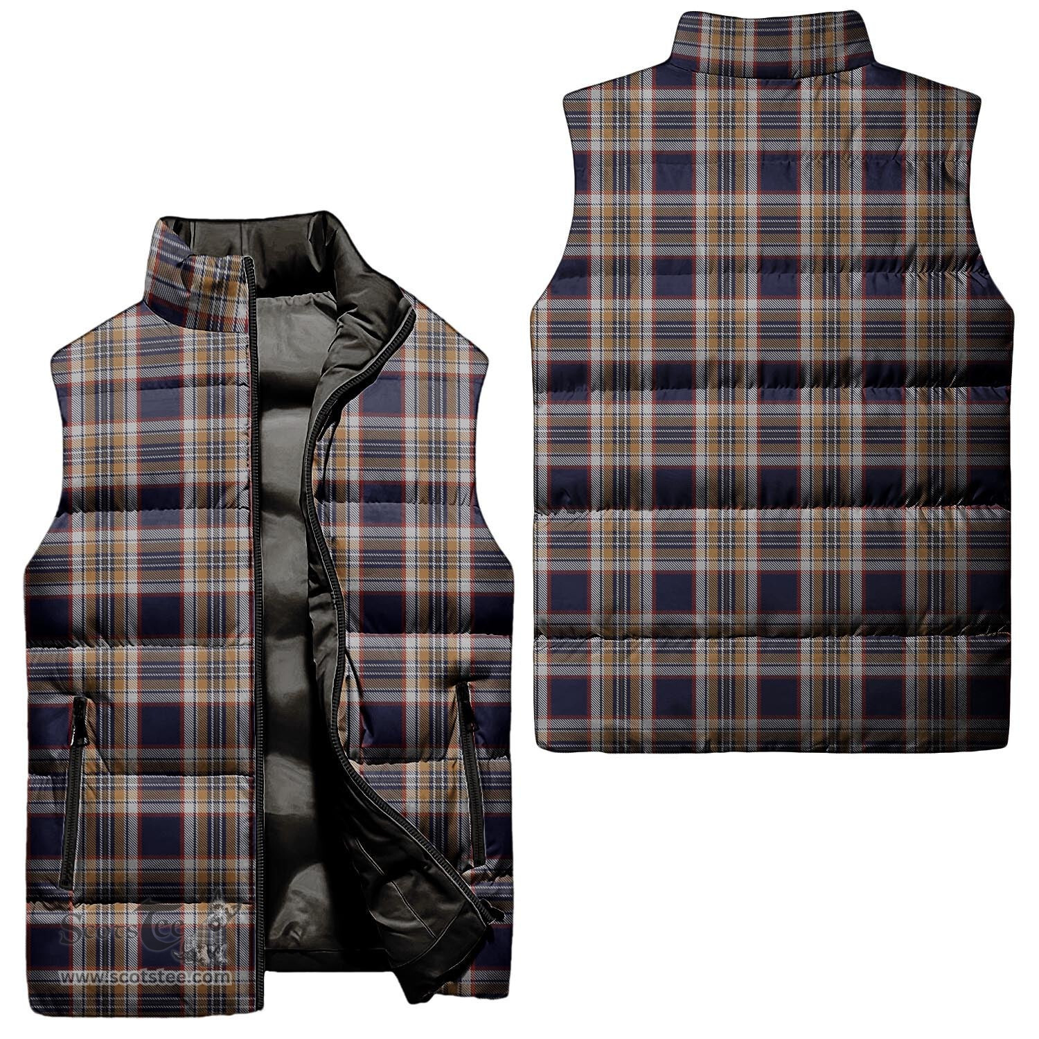 Scottish Stewart Navy Tartan Tartan Puffer Vest, Tartan Plaid Sleeveless Down Jacket Scottish Plaid Tartan Plaid - ScotsTee - scotstee.com