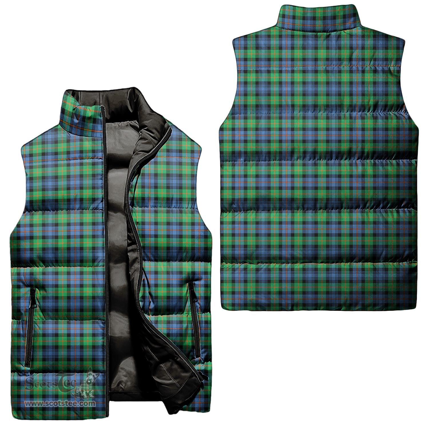 Scottish Murray of Atholl Ancient Tartan Tartan Puffer Vest, Tartan Plaid Sleeveless Down Jacket Scottish Plaid Tartan Plaid - ScotsTee - scotstee.com