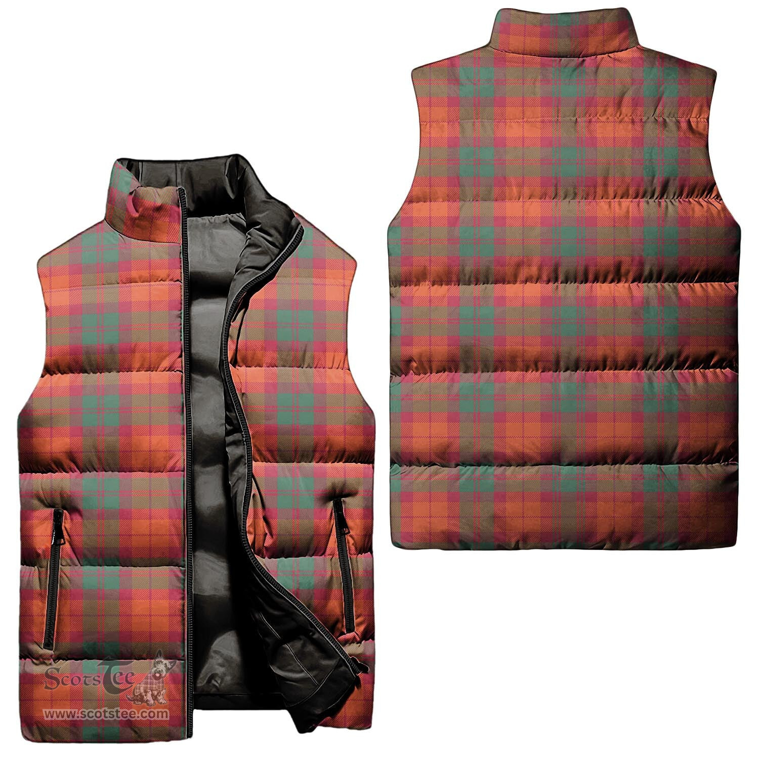 Scottish MacNab Ancient Tartan Tartan Puffer Vest, Tartan Plaid Sleeveless Down Jacket Scottish Plaid Tartan Plaid - ScotsTee - scotstee.com