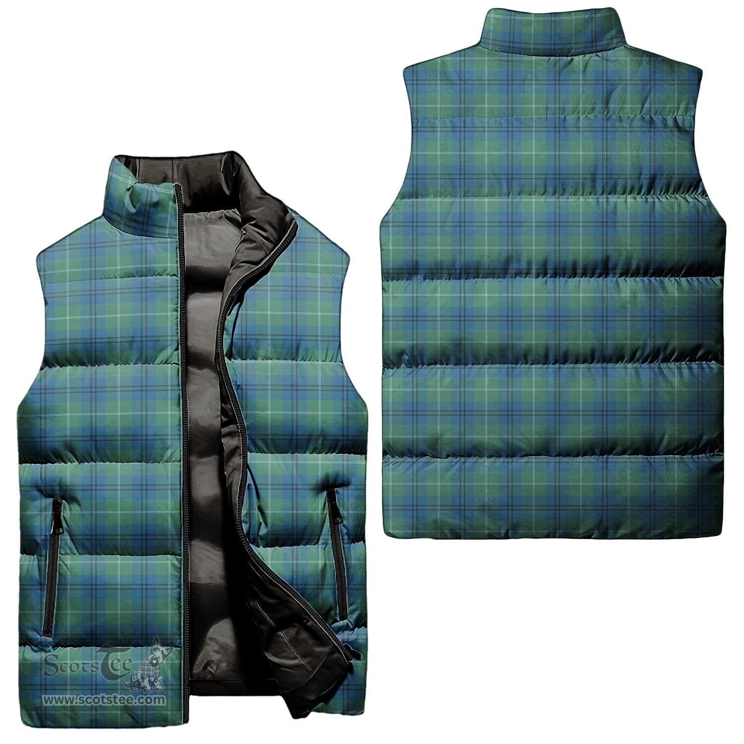Scottish Oliphant Ancient Tartan Tartan Puffer Vest, Tartan Plaid Sleeveless Down Jacket Scottish Plaid Tartan Plaid - ScotsTee - scotstee.com