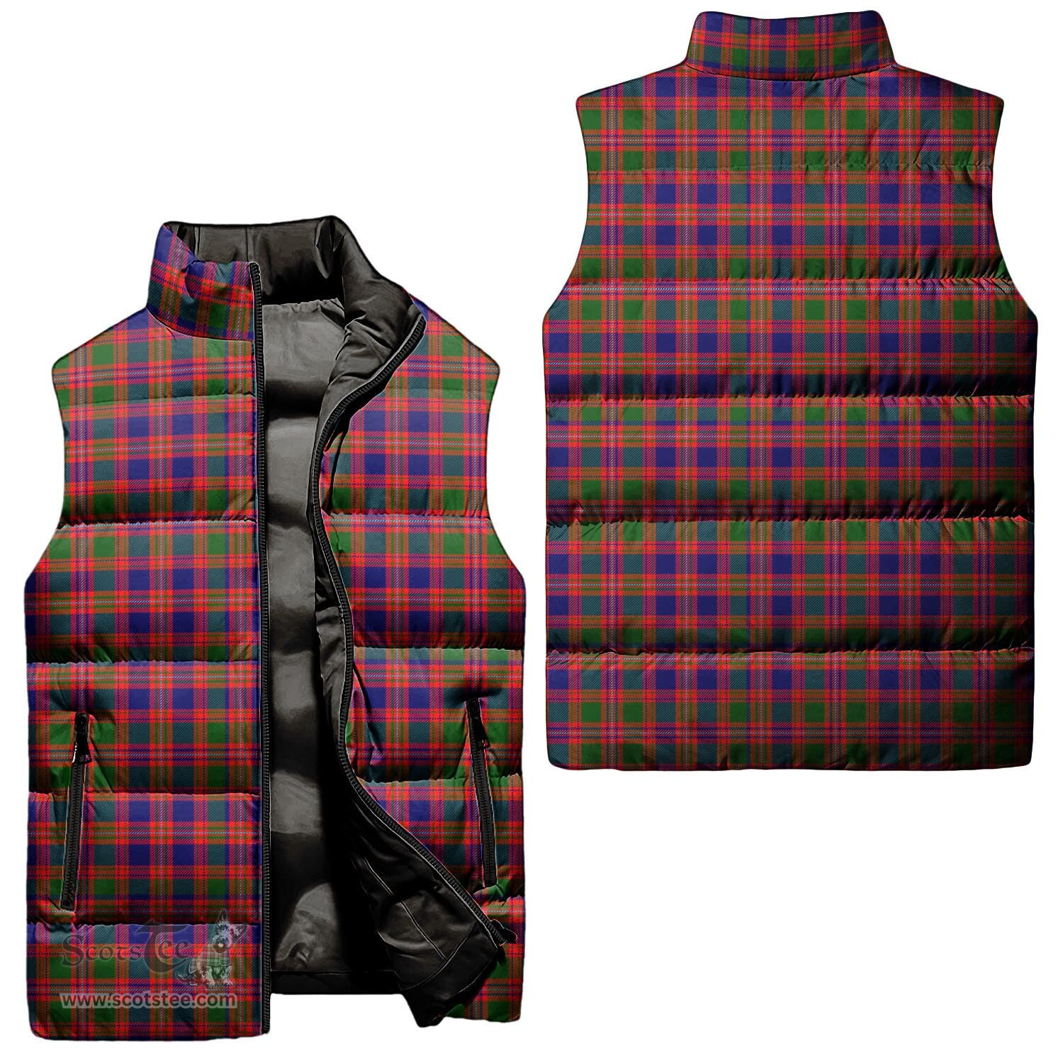 Scottish MacIntyre Modern Tartan Tartan Puffer Vest, Tartan Plaid Sleeveless Down Jacket Scottish Plaid Tartan Plaid - ScotsTee - scotstee.com