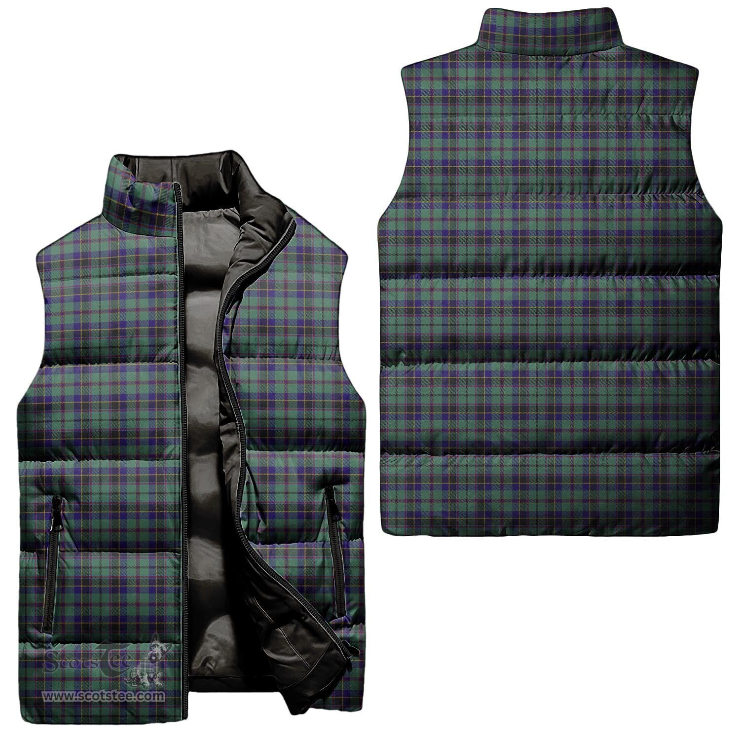 Scottish Stephenson Tartan Tartan Puffer Vest, Tartan Plaid Sleeveless Down Jacket Scottish Plaid Tartan Plaid - ScotsTee - scotstee.com