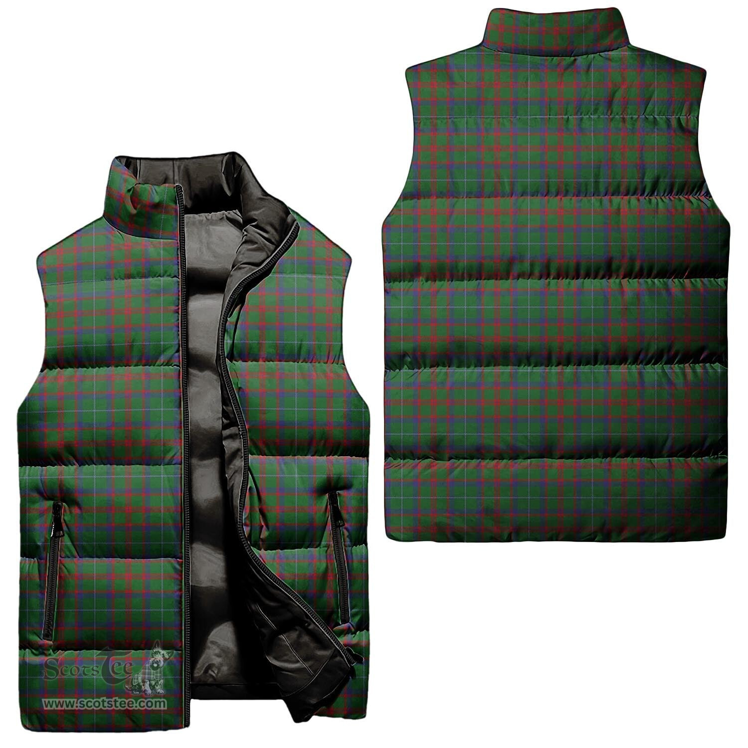 Scottish Shaw of Tordarroch Green Hunting Tartan Tartan Puffer Vest, Tartan Plaid Sleeveless Down Jacket Scottish Plaid Tartan Plaid - ScotsTee - scotstee.com