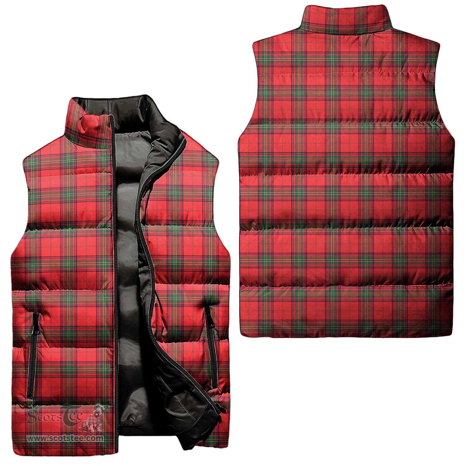 Scottish Seton Modern Tartan Tartan Puffer Vest, Tartan Plaid Sleeveless Down Jacket Scottish Plaid Tartan Plaid - ScotsTee - scotstee.com