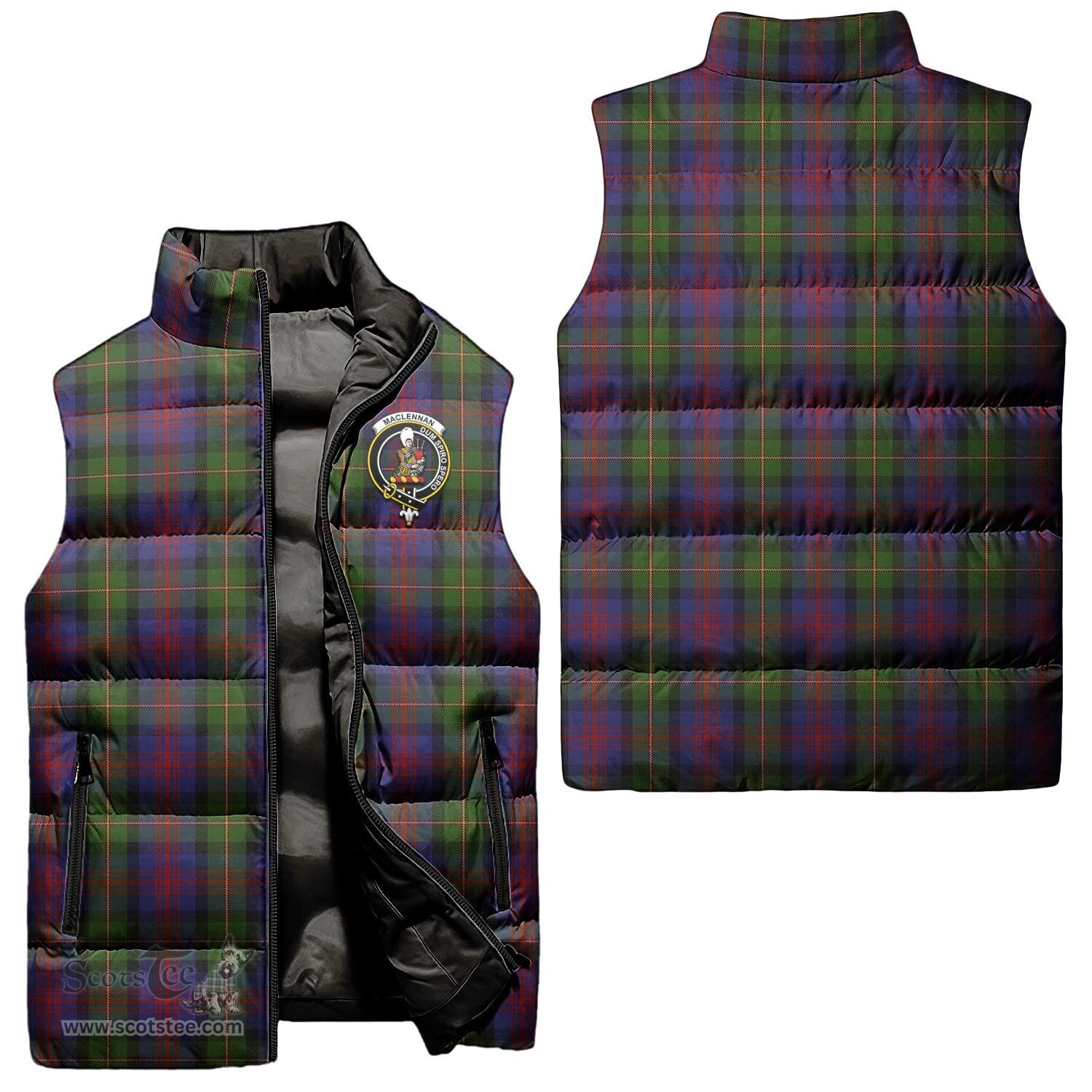 Scottish MacLennan Clan Tartan Puffer Vest, Family Crest Plaid Sleeveless Down Jacket Scottish Plaid Tartan Plaid - ScotsTee - scotstee.com