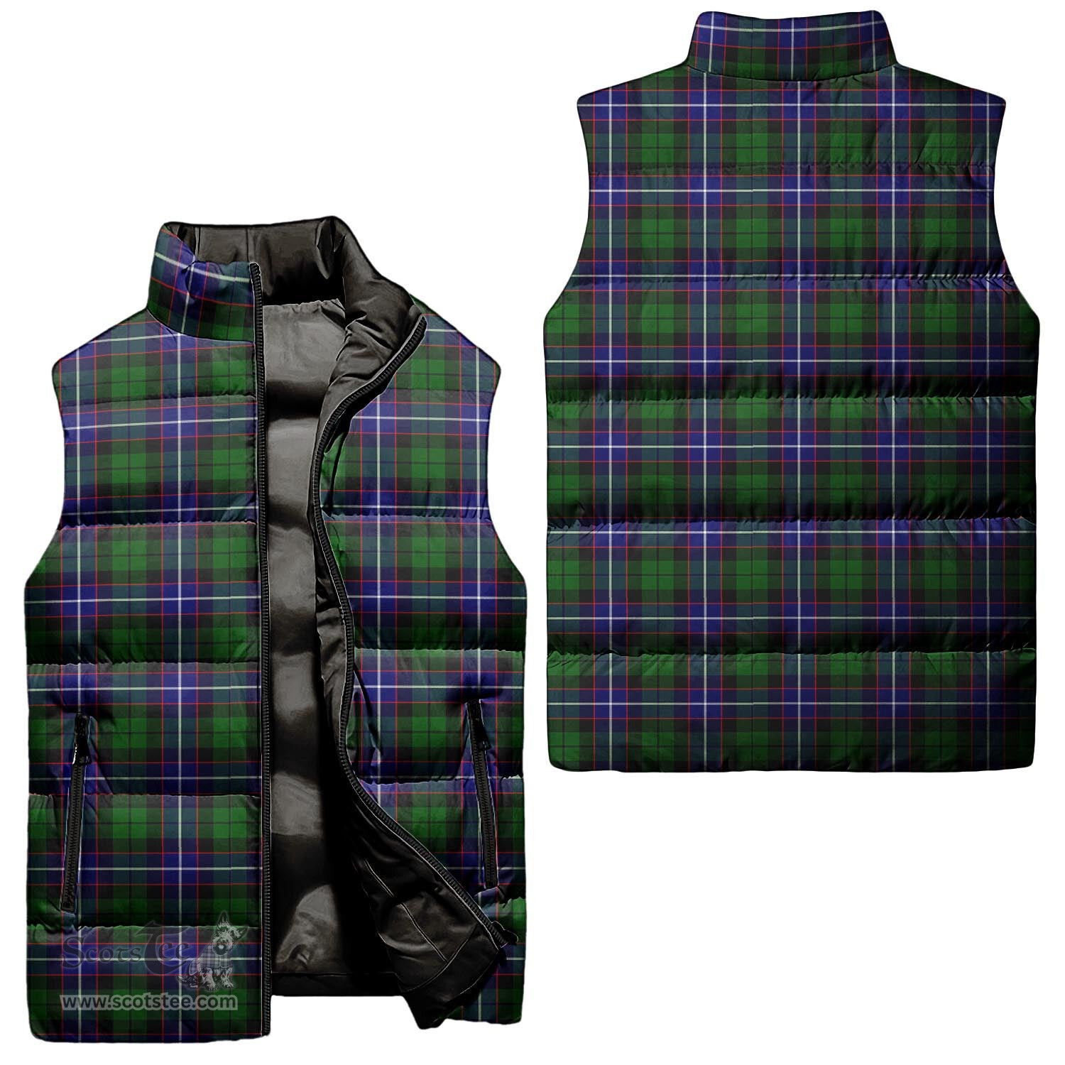Scottish Russell Modern Tartan Tartan Puffer Vest, Tartan Plaid Sleeveless Down Jacket Scottish Plaid Tartan Plaid - ScotsTee - scotstee.com