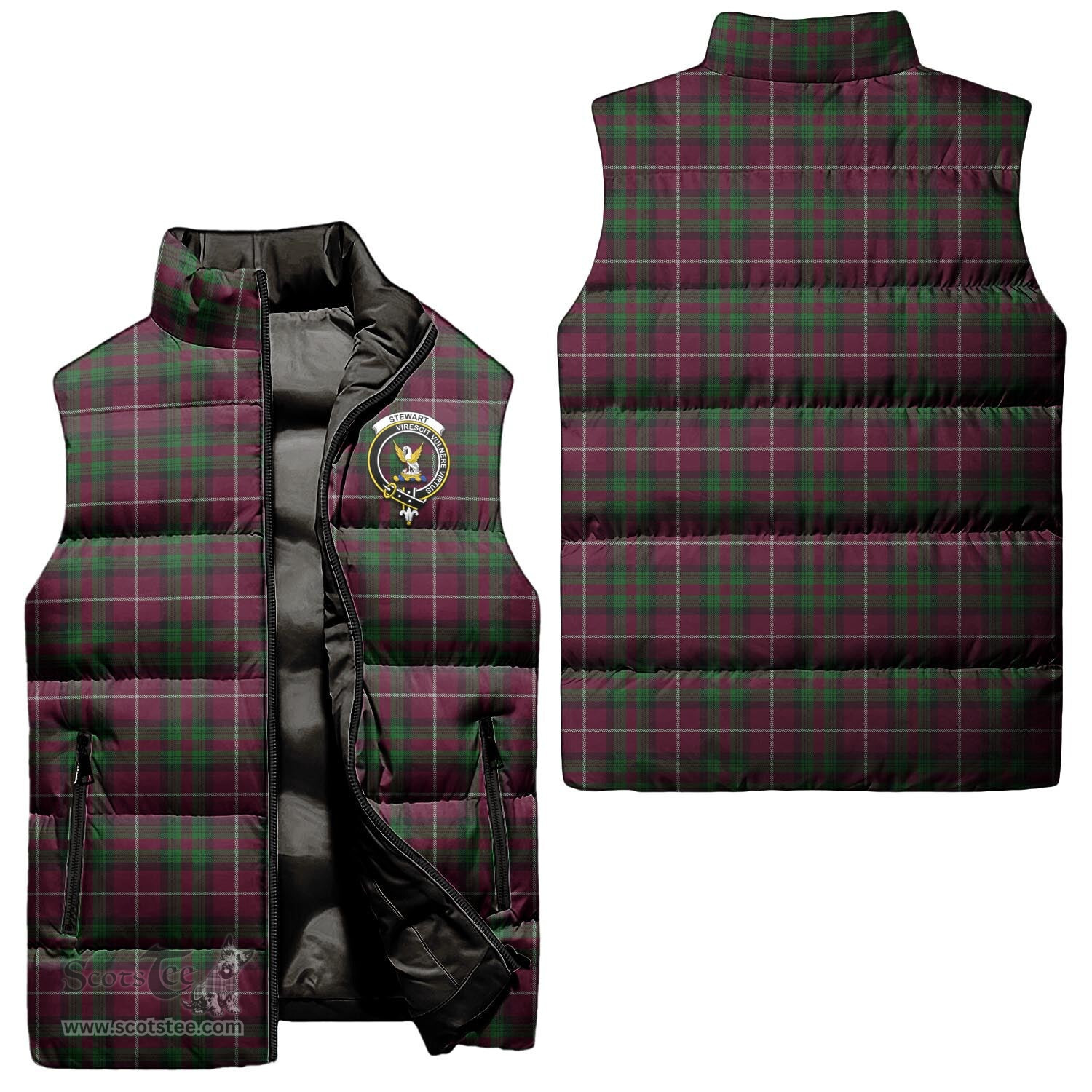 Scottish Stewart of Bute Hunting Clan Tartan Puffer Vest, Family Crest Plaid Sleeveless Down Jacket Scottish Plaid Tartan Plaid - ScotsTee - scotstee.com