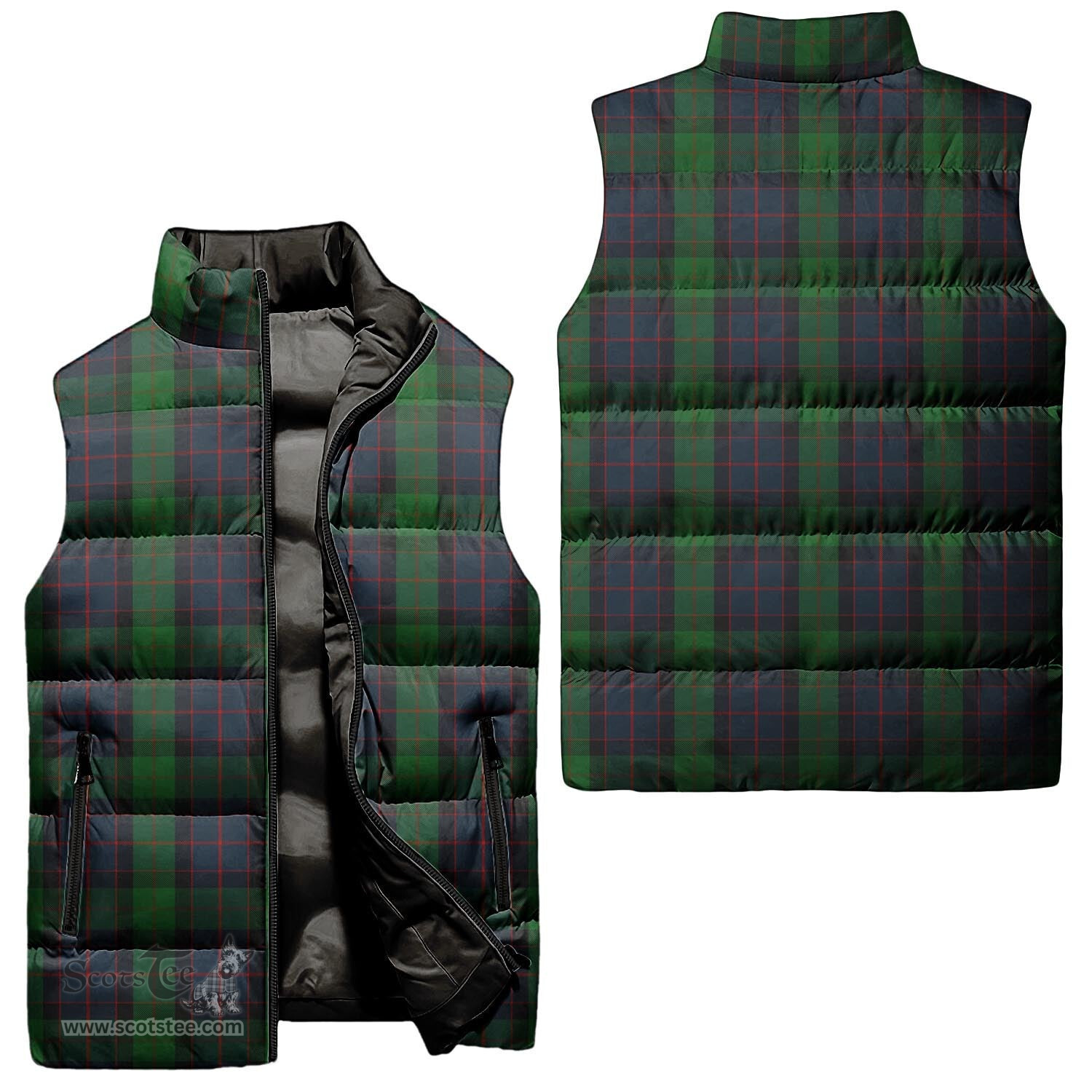Scottish MacWilliam Tartan Tartan Puffer Vest, Tartan Plaid Sleeveless Down Jacket Scottish Plaid Tartan Plaid - ScotsTee - scotstee.com