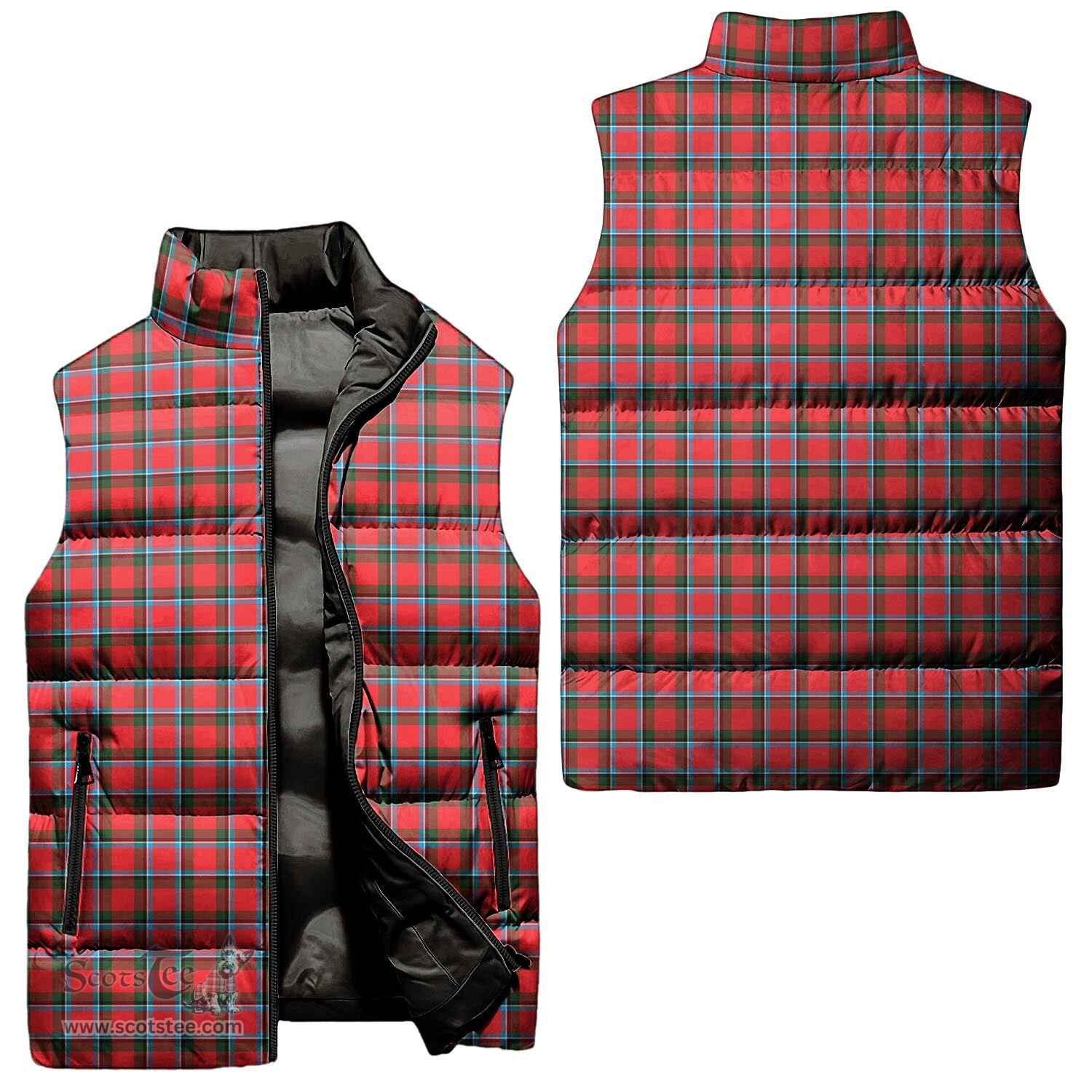 Scottish Sinclair Modern Tartan Tartan Puffer Vest, Tartan Plaid Sleeveless Down Jacket Scottish Plaid Tartan Plaid - ScotsTee - scotstee.com