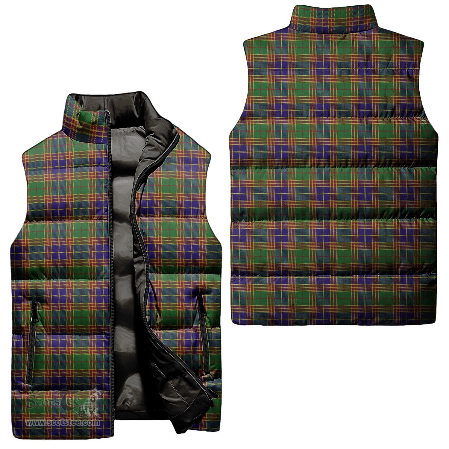 Scottish Stevenson Tartan Tartan Puffer Vest, Tartan Plaid Sleeveless Down Jacket Scottish Plaid Tartan Plaid - ScotsTee - scotstee.com