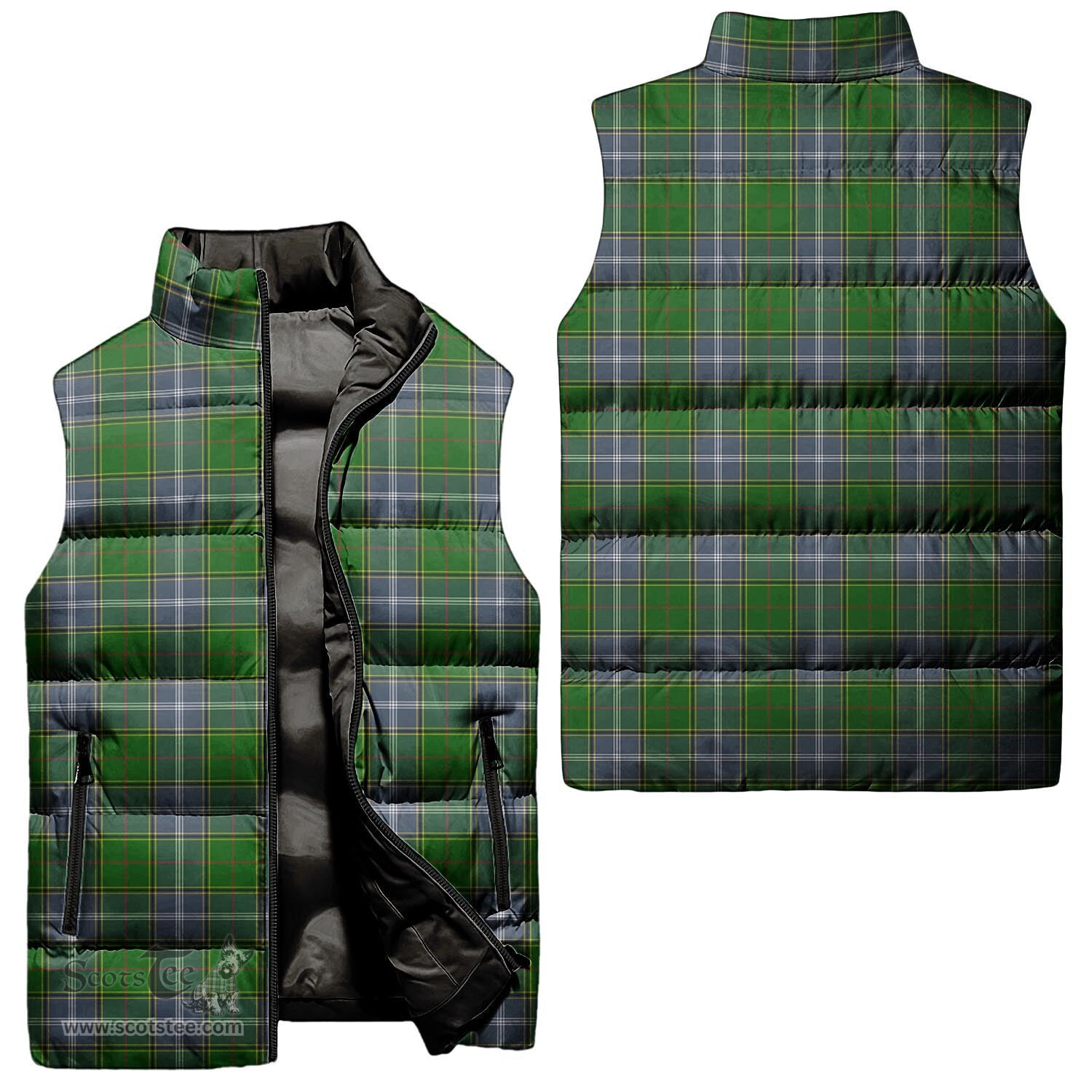 Scottish Pringle Tartan Tartan Puffer Vest, Tartan Plaid Sleeveless Down Jacket Scottish Plaid Tartan Plaid - ScotsTee - scotstee.com