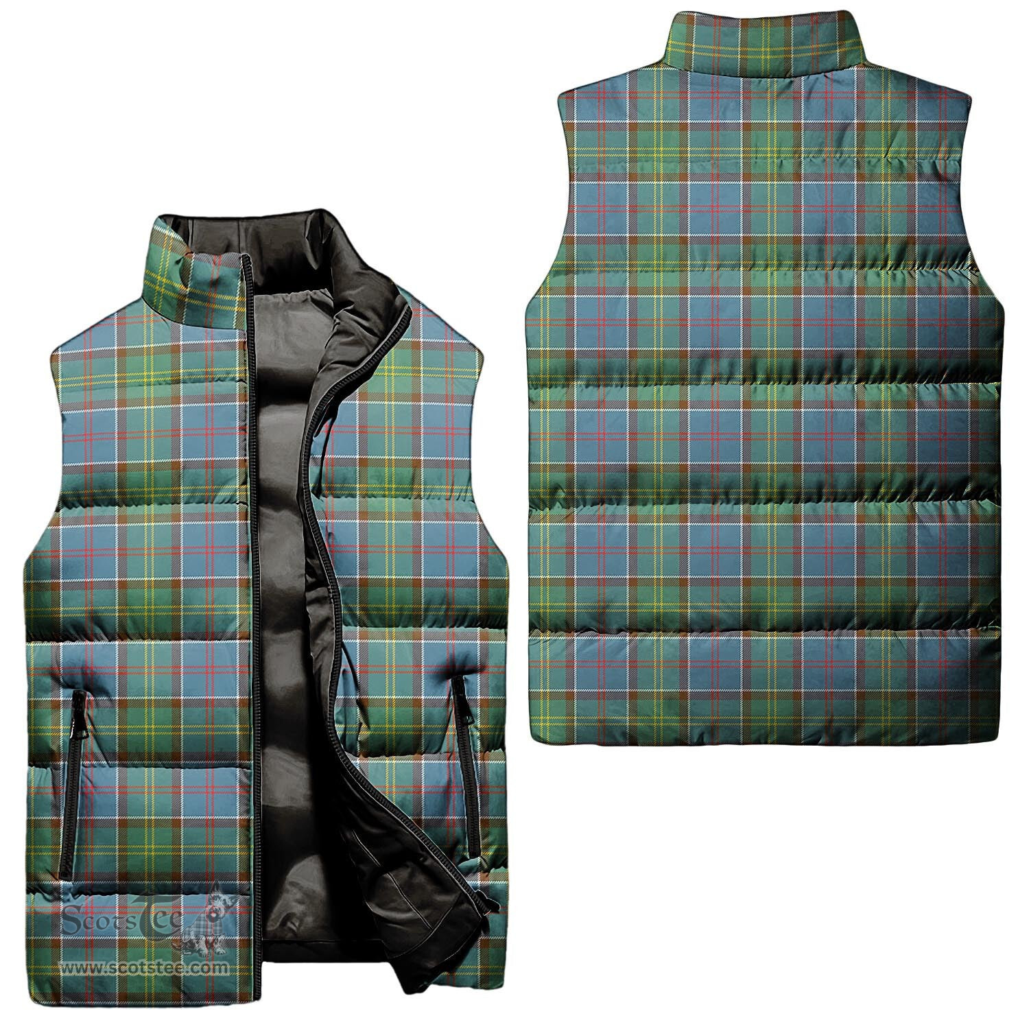 Scottish Whitelaw Tartan Tartan Puffer Vest, Tartan Plaid Sleeveless Down Jacket Scottish Plaid Tartan Plaid - ScotsTee - scotstee.com