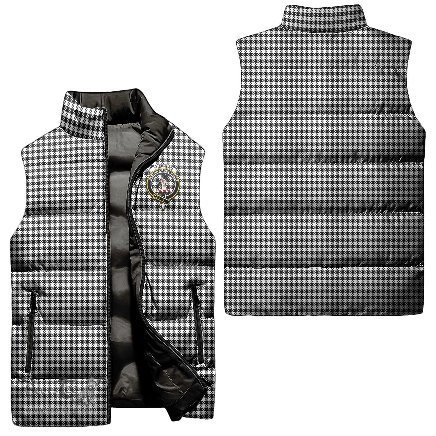 Scottish Shepherd Clan Tartan Puffer Vest, Family Crest Plaid Sleeveless Down Jacket Scottish Plaid Tartan Plaid - ScotsTee - scotstee.com
