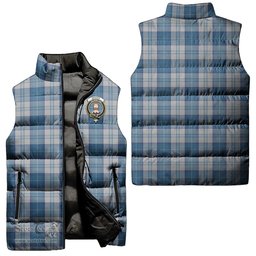 Scottish Menzies Dress Blue and White Clan Tartan Puffer Vest, Family Crest Plaid Sleeveless Down Jacket Scottish Plaid Tartan Plaid - ScotsTee - scotstee.com