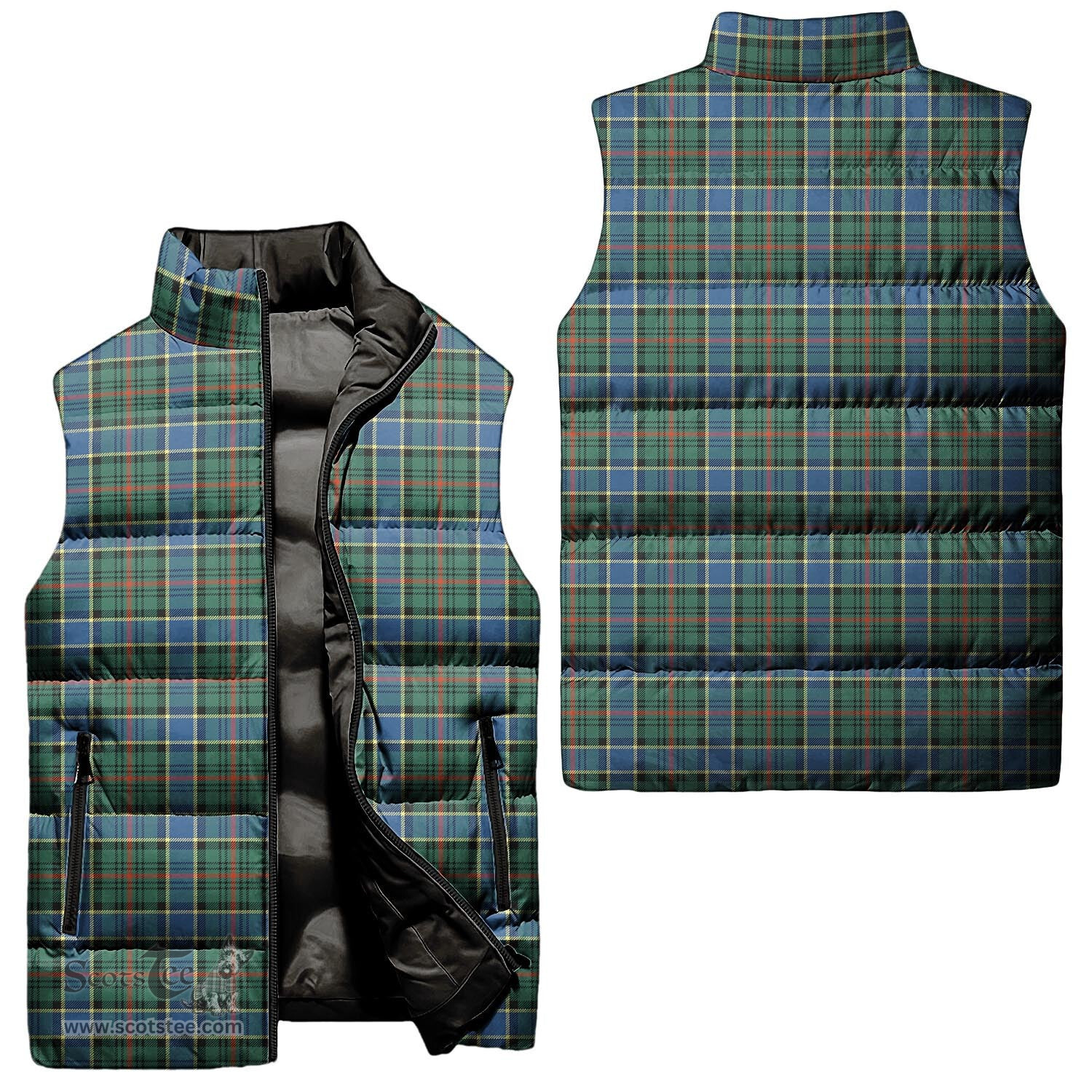 Scottish Ogilvie (Ogilvy) Hunting Ancient Tartan Tartan Puffer Vest, Tartan Plaid Sleeveless Down Jacket Scottish Plaid Tartan Plaid - ScotsTee - scotstee.com