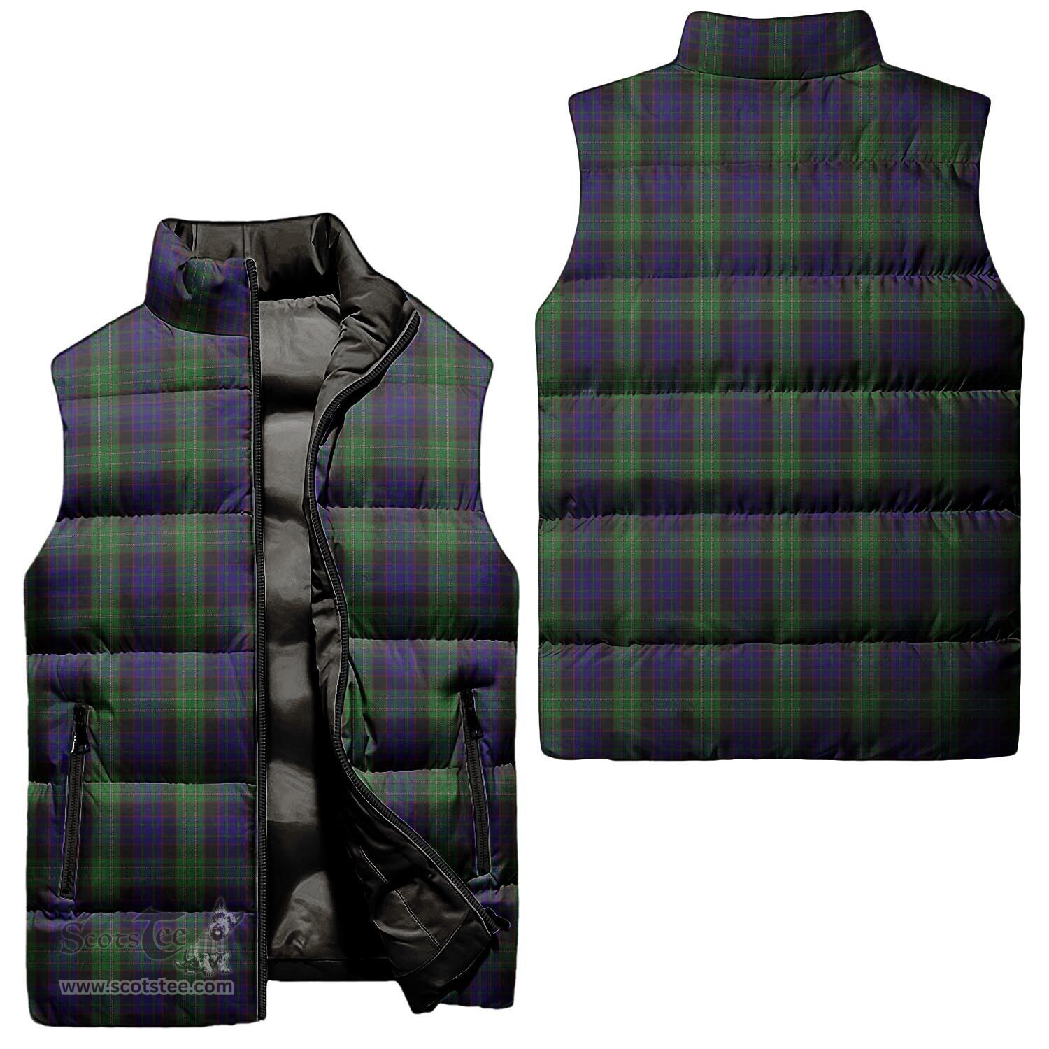 Scottish Nicolson Green Hunting Tartan Tartan Puffer Vest, Tartan Plaid Sleeveless Down Jacket Scottish Plaid Tartan Plaid - ScotsTee - scotstee.com