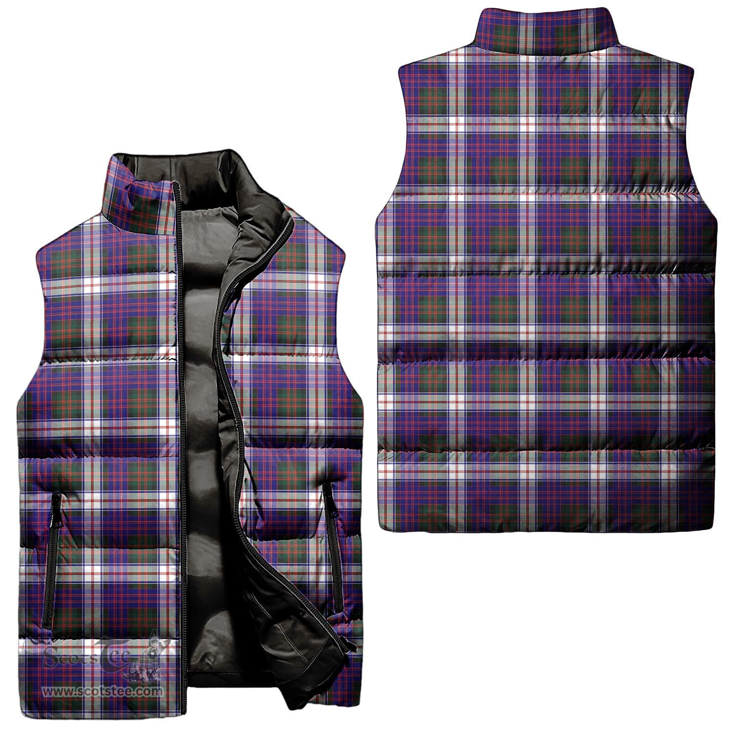 Scottish MacDonald Dress Modern Tartan Tartan Puffer Vest, Tartan Plaid Sleeveless Down Jacket Scottish Plaid Tartan Plaid - ScotsTee - scotstee.com