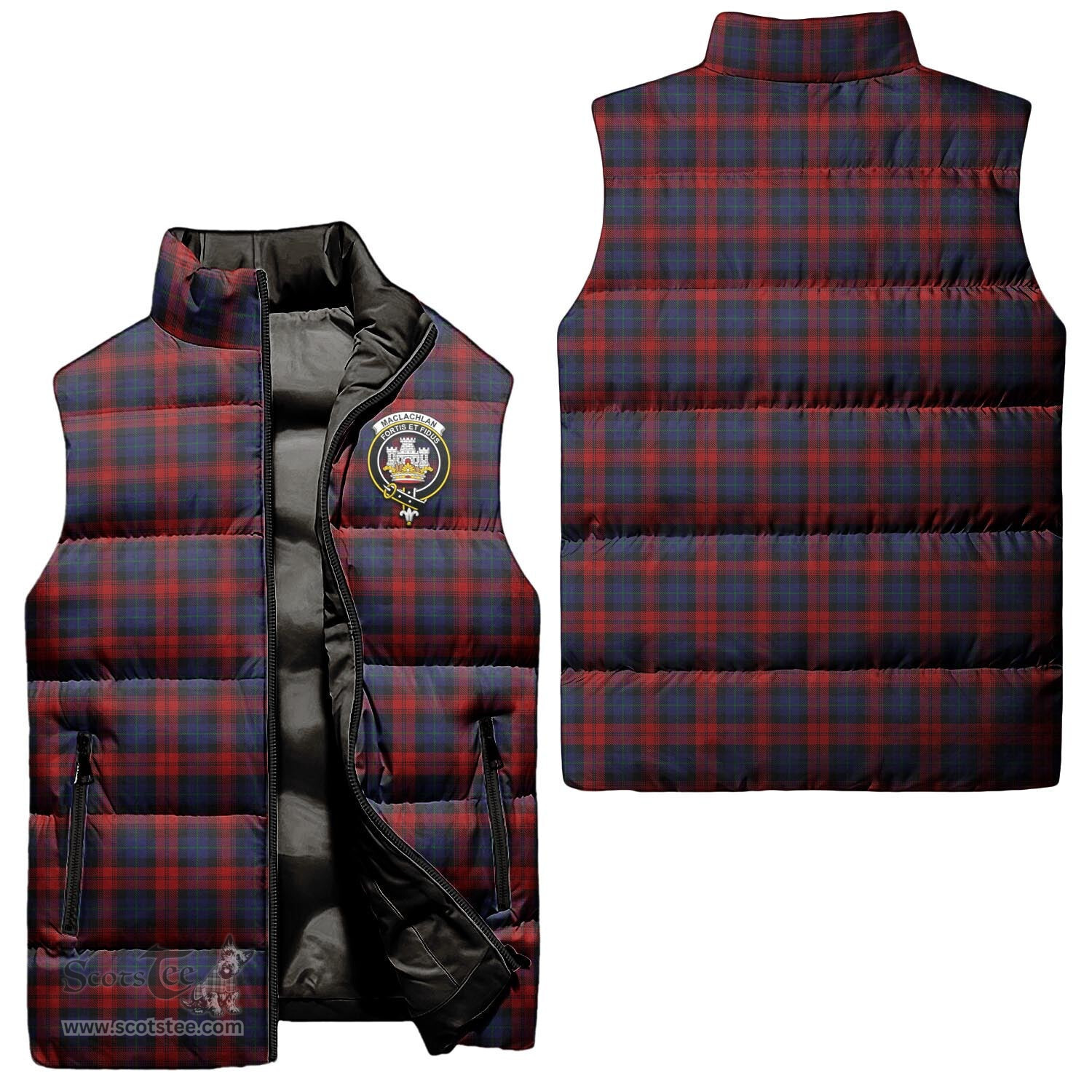Scottish MacLachlan Clan Tartan Puffer Vest, Family Crest Plaid Sleeveless Down Jacket Scottish Plaid Tartan Plaid - ScotsTee - scotstee.com