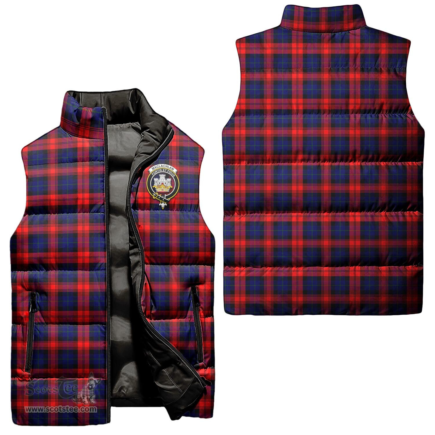 Scottish MacLachlan Modern Clan Tartan Puffer Vest, Family Crest Plaid Sleeveless Down Jacket Scottish Plaid Tartan Plaid - ScotsTee - scotstee.com