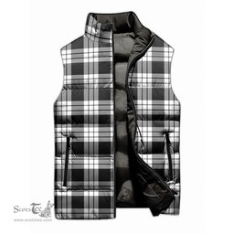Scottish MacFarlane Black White Tartan Tartan Puffer Vest, Tartan Plaid Sleeveless Down Jacket Scottish Plaid Tartan Plaid - ScotsTee - scotstee.com