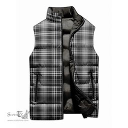 Scottish MacLean Black and White Tartan Tartan Puffer Vest, Tartan Plaid Sleeveless Down Jacket Scottish Plaid Tartan Plaid - ScotsTee - scotstee.com